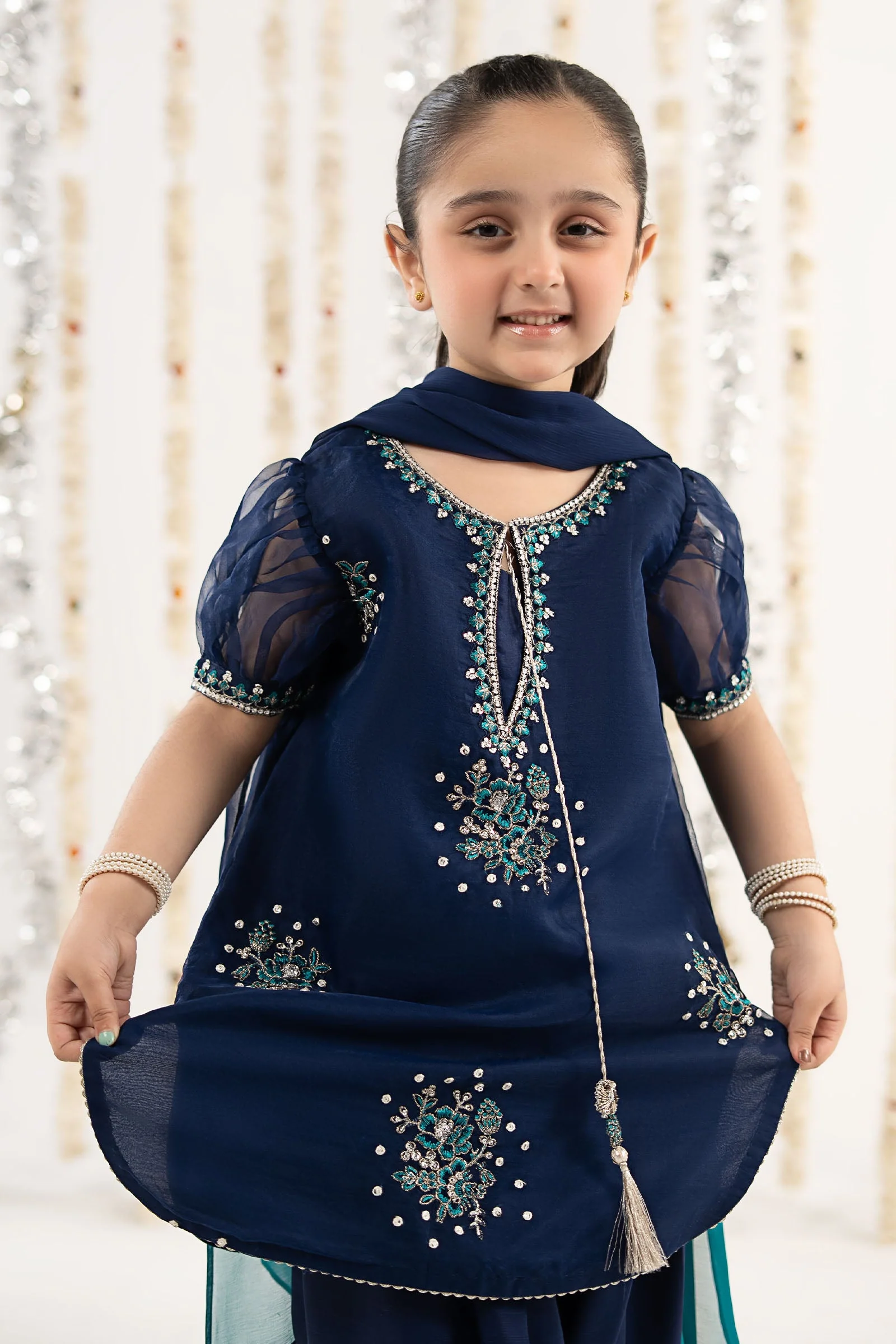3 Piece Embroidered Organza Suit - Image 4