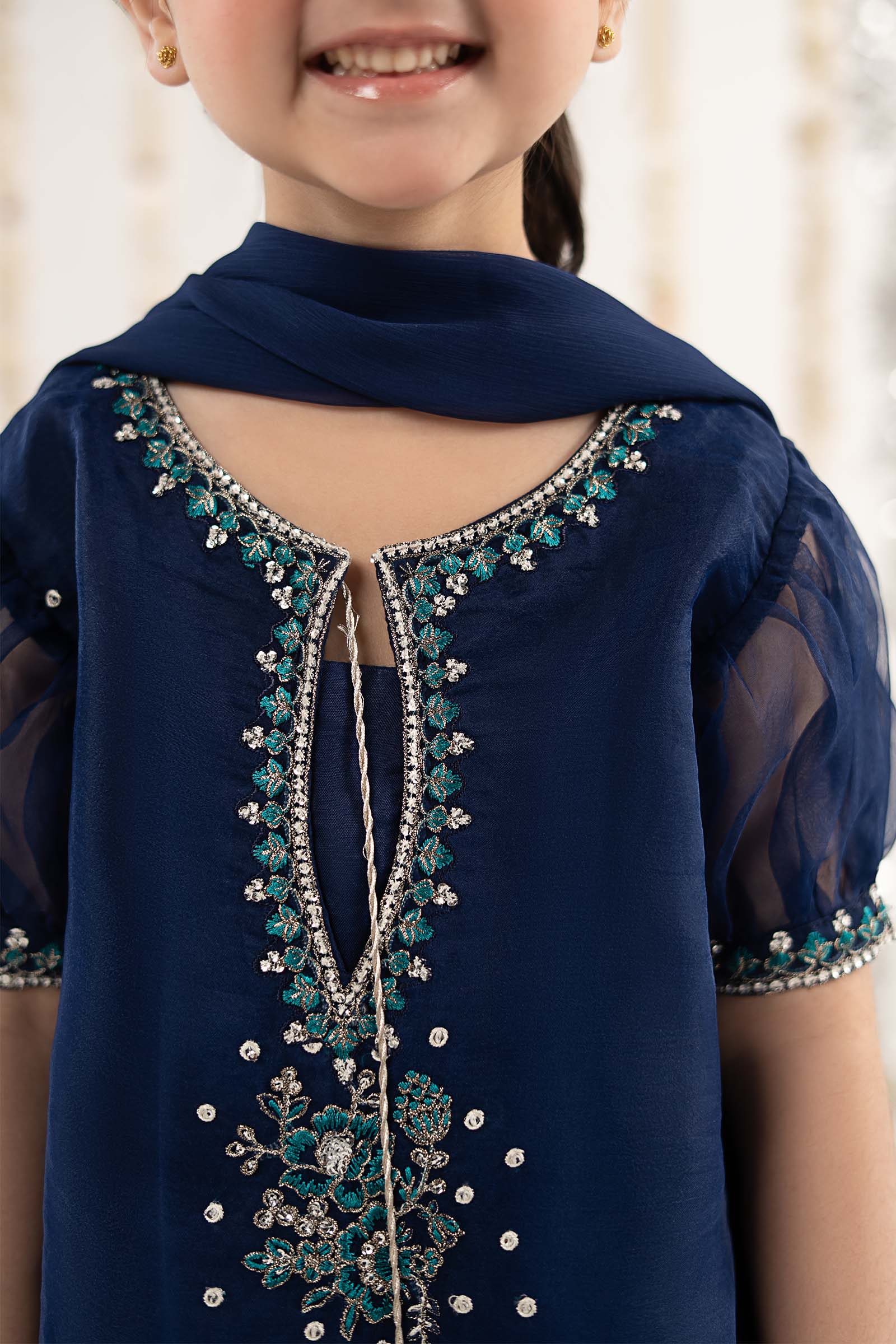 3 Piece Embroidered Organza Suit - Image 5