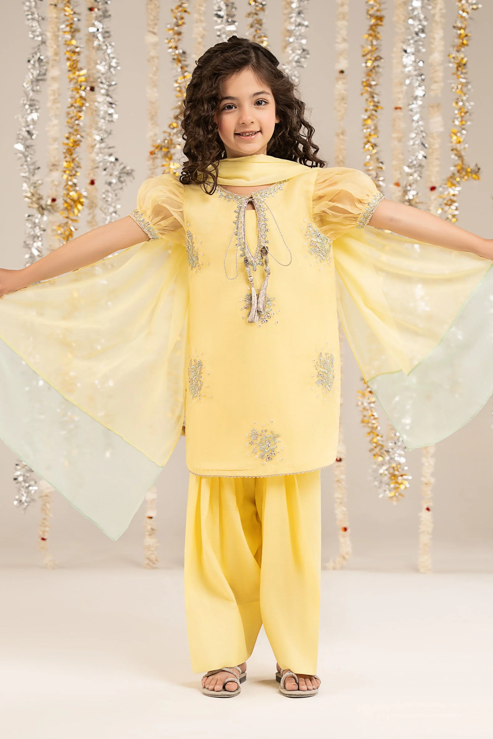 3 Piece Embroidered Organza Suit - Image 5