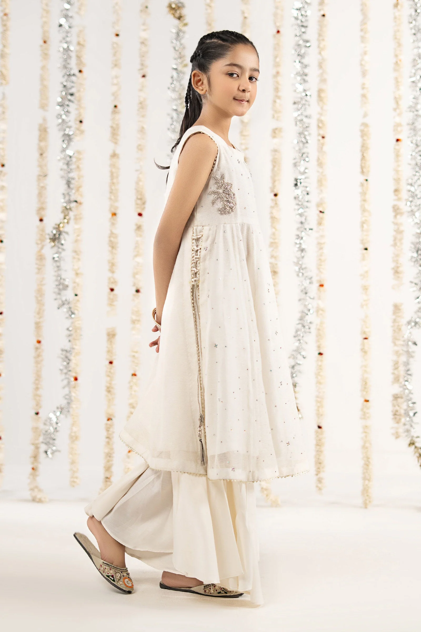 2 Piece Embroidered Cotton Net Suit