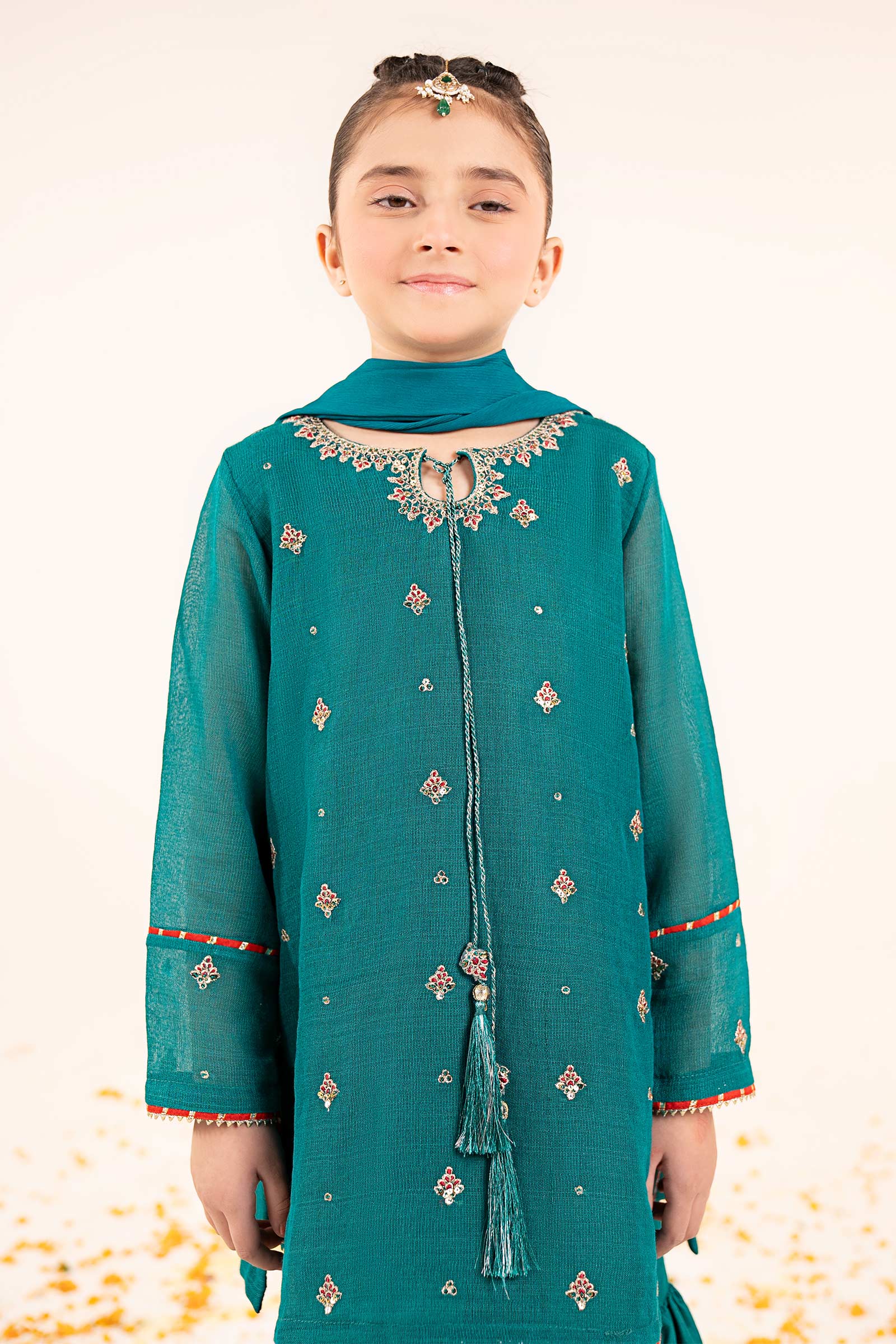 2 Piece Embroidered Cotton Net Suit - Image 2
