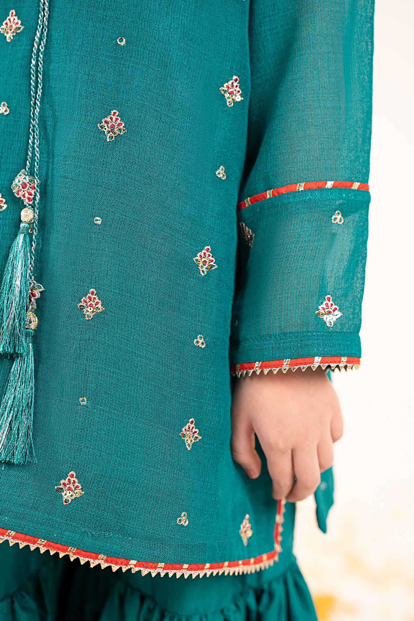 2 Piece Embroidered Cotton Net Suit - Image 4