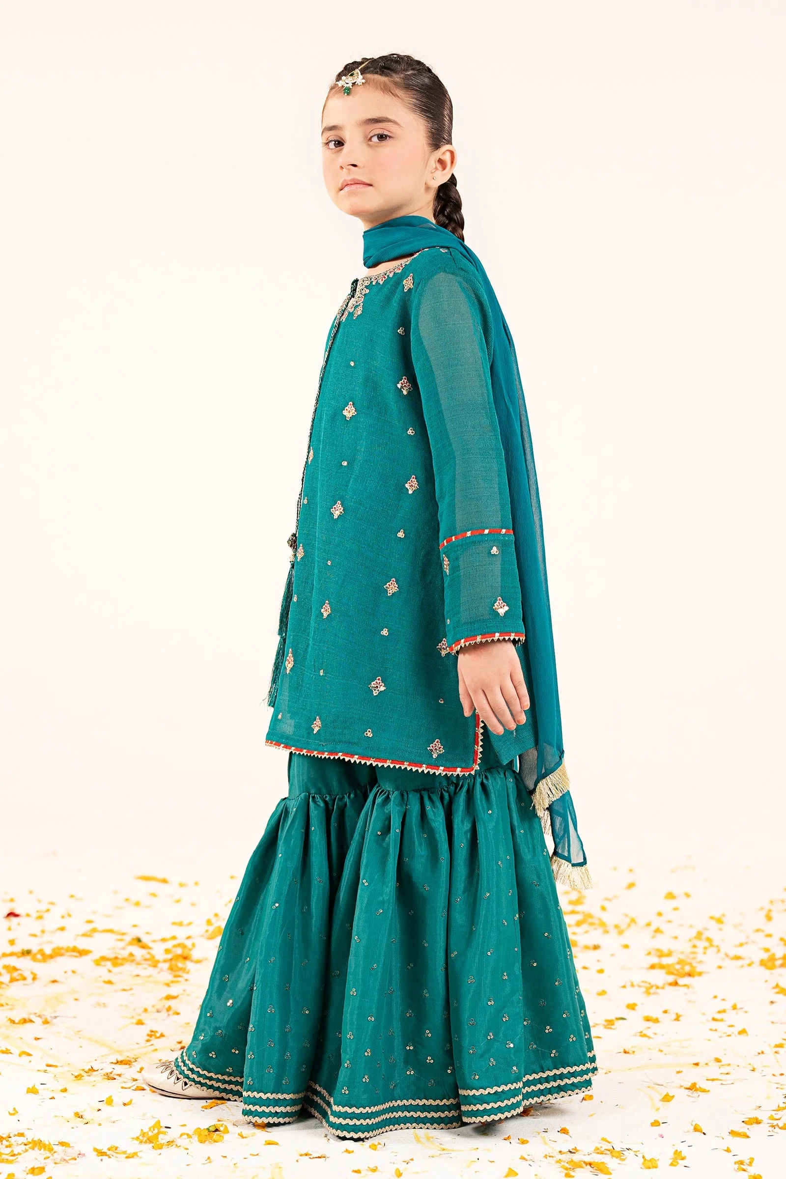 2 Piece Embroidered Cotton Net Suit - Image 6