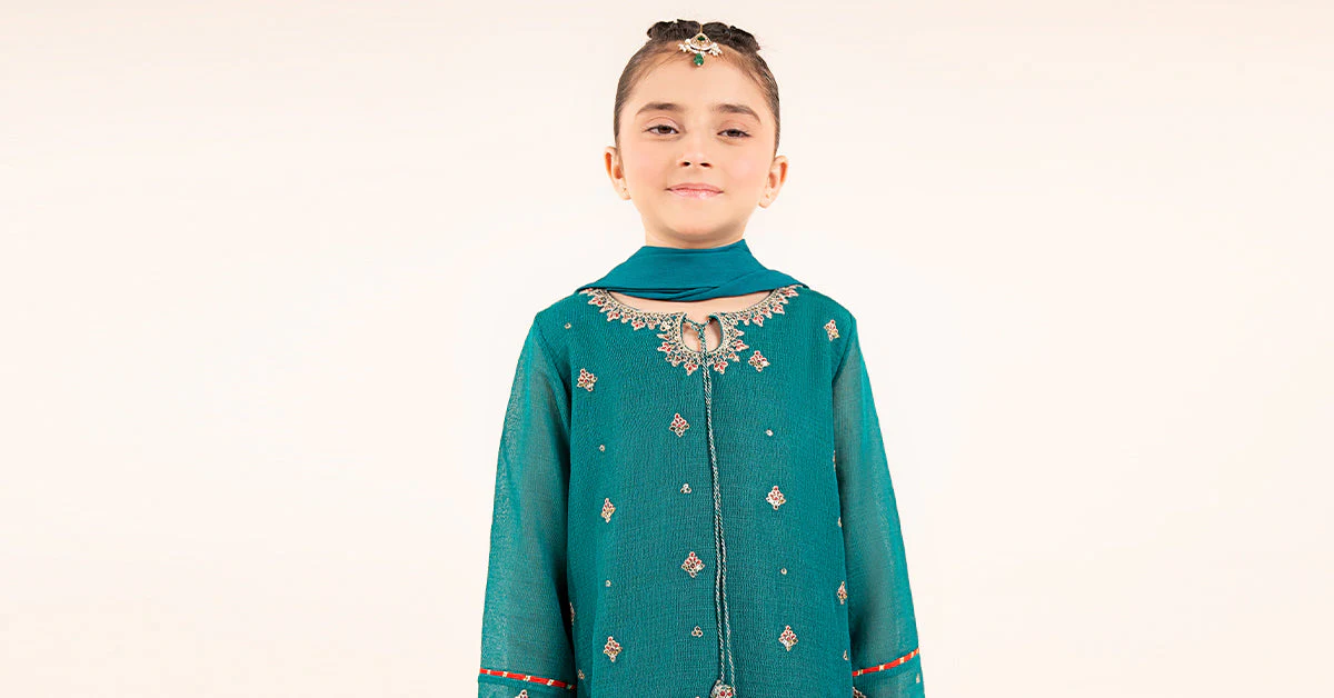2 Piece Embroidered Cotton Net Suit - Image 8