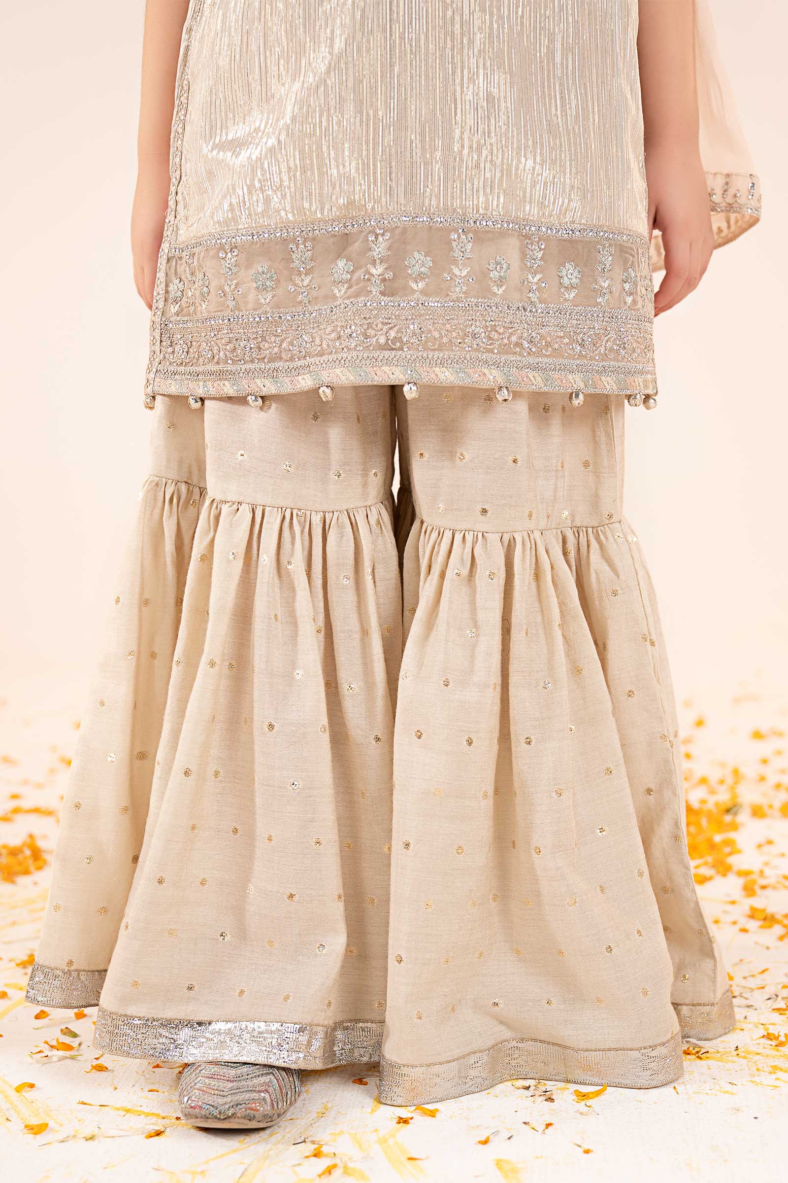 3 Piece Embroidered Shimmer Silk Suit - Image 5