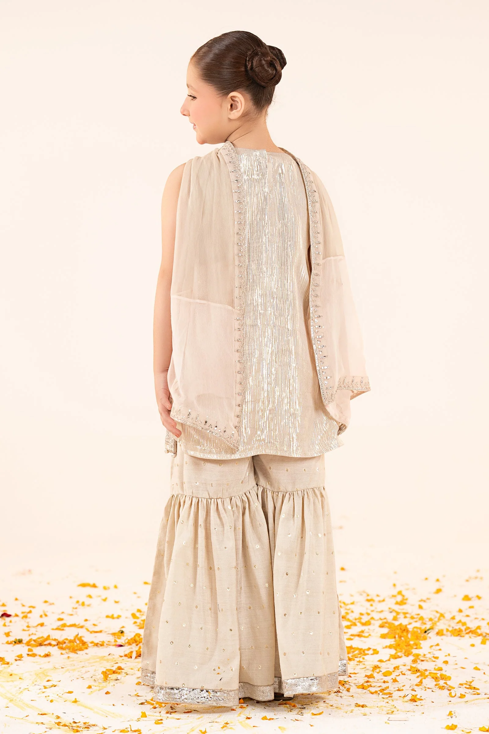 3 Piece Embroidered Shimmer Silk Suit - Image 7