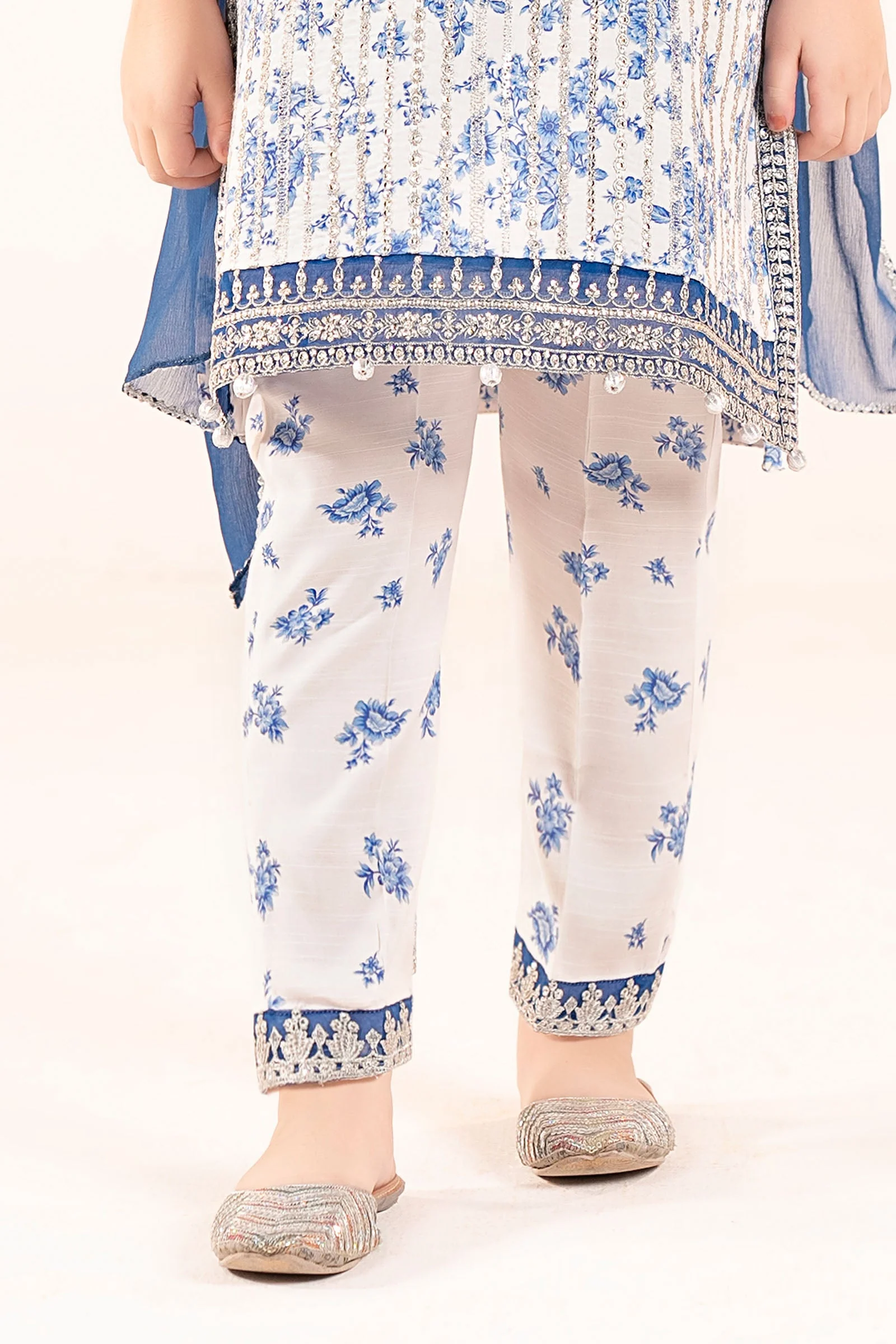 3 Piece Embroidered Raw Silk Suit - Image 4
