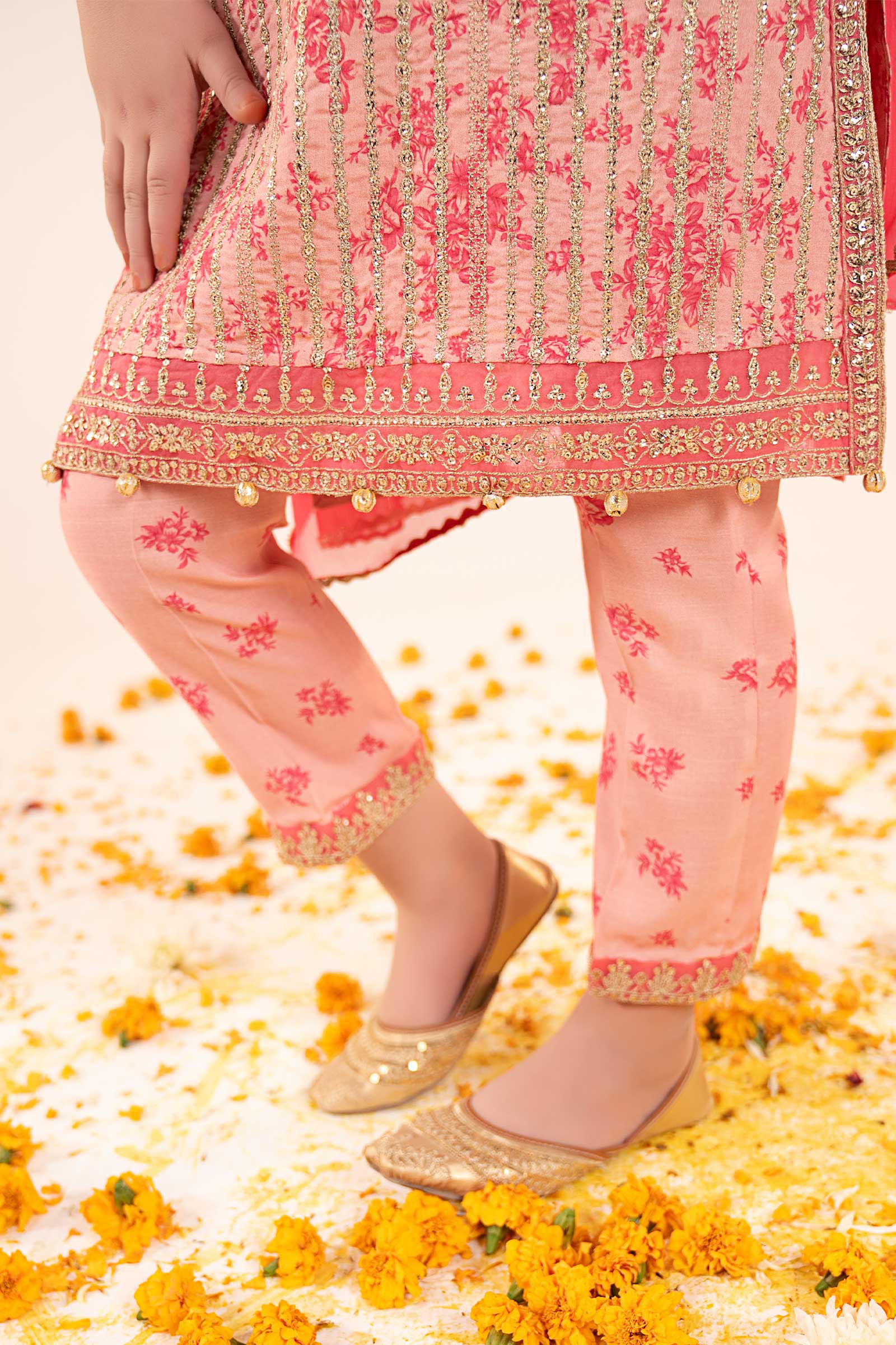 3 Piece Embroidered Raw Silk Suit - Image 4