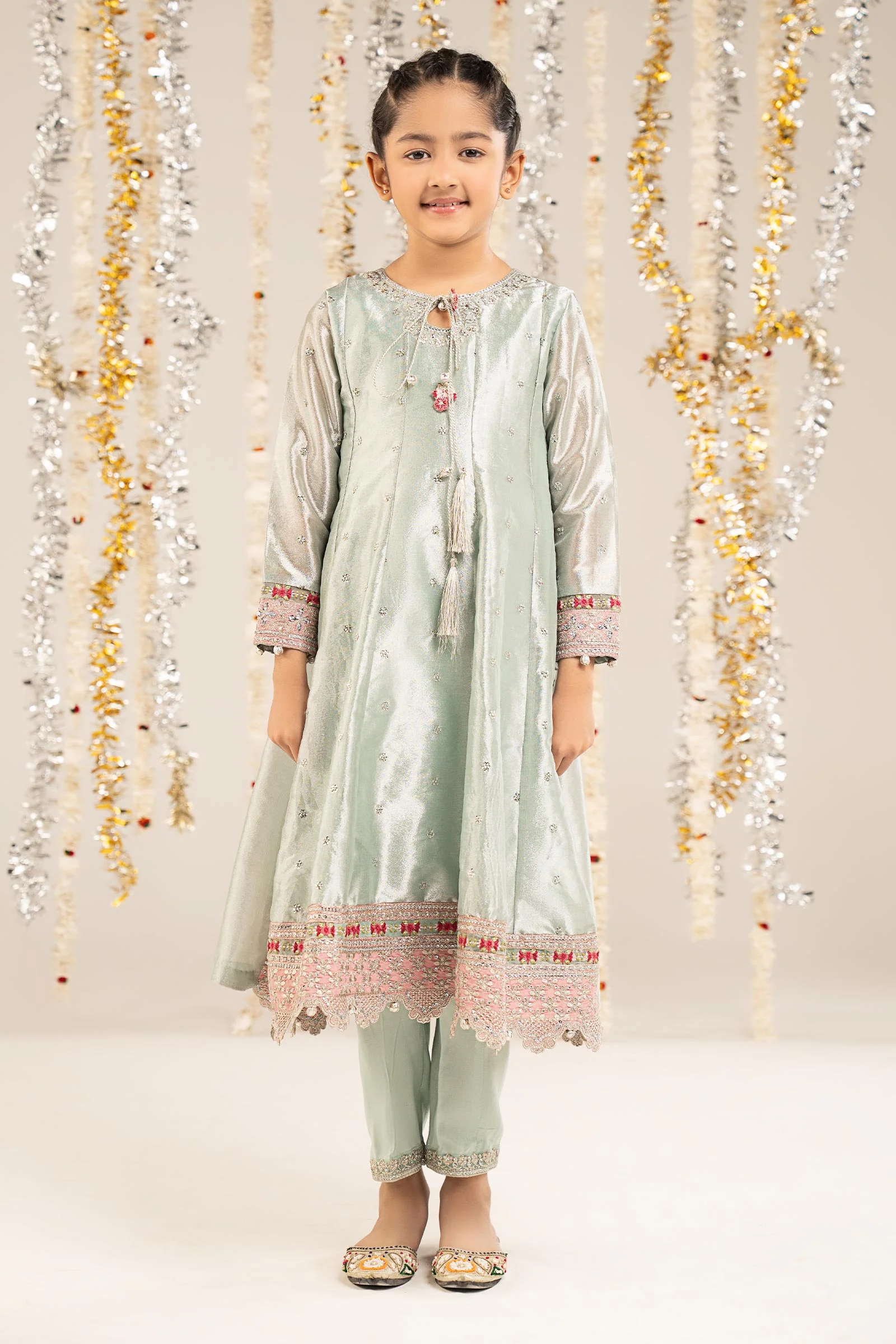 2 Piece Embroidered Tissue Suit