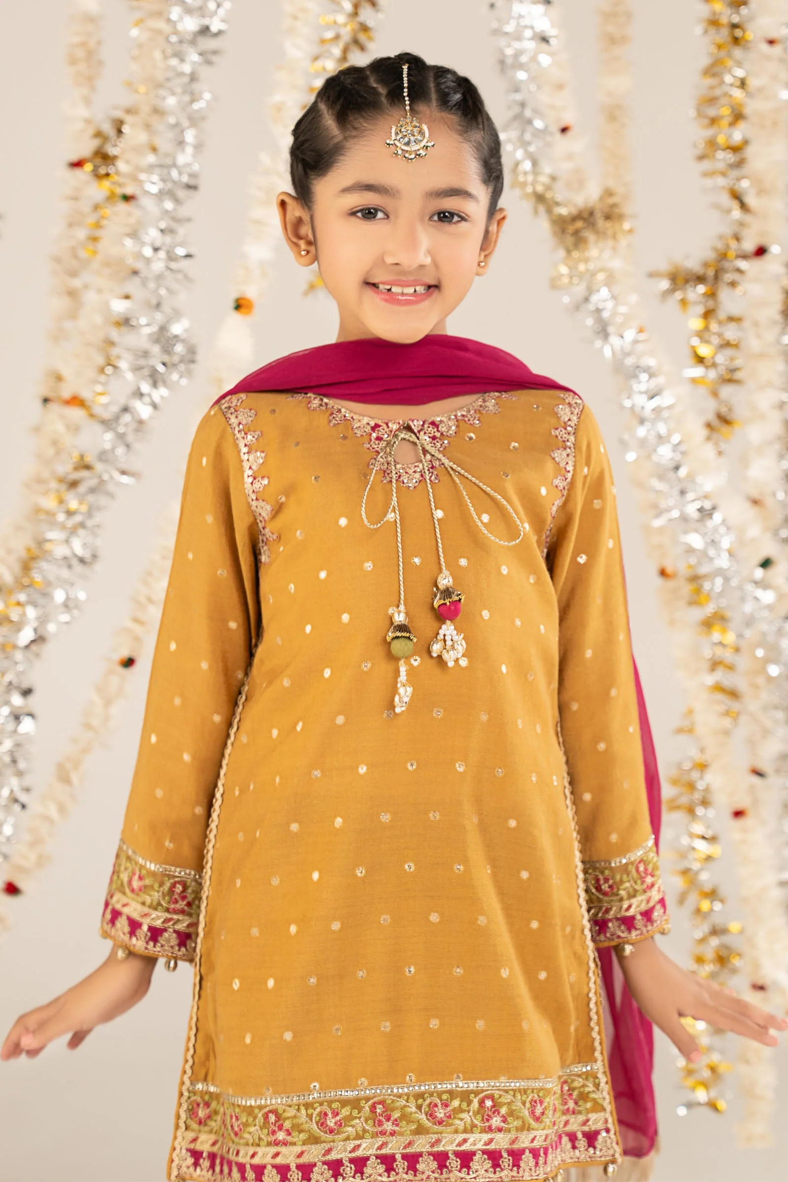 3 Piece Embroidered Lurex Jacquard Suit - Image 3