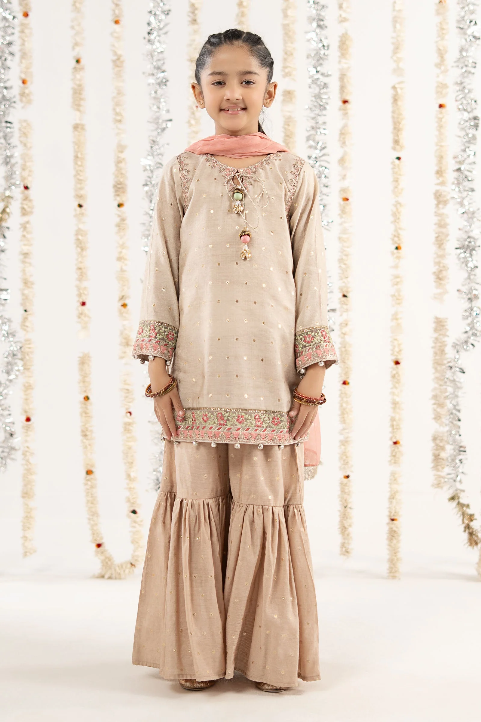 3 Piece Embroidered Lurex Jacquard Suit - Image 2