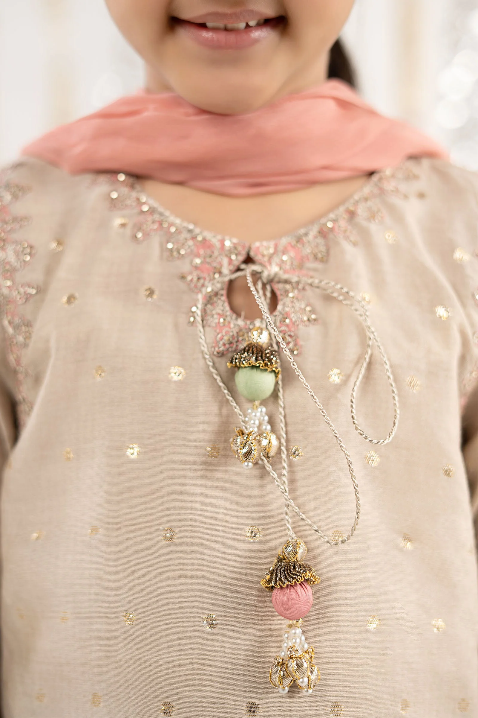 3 Piece Embroidered Lurex Jacquard Suit - Image 3