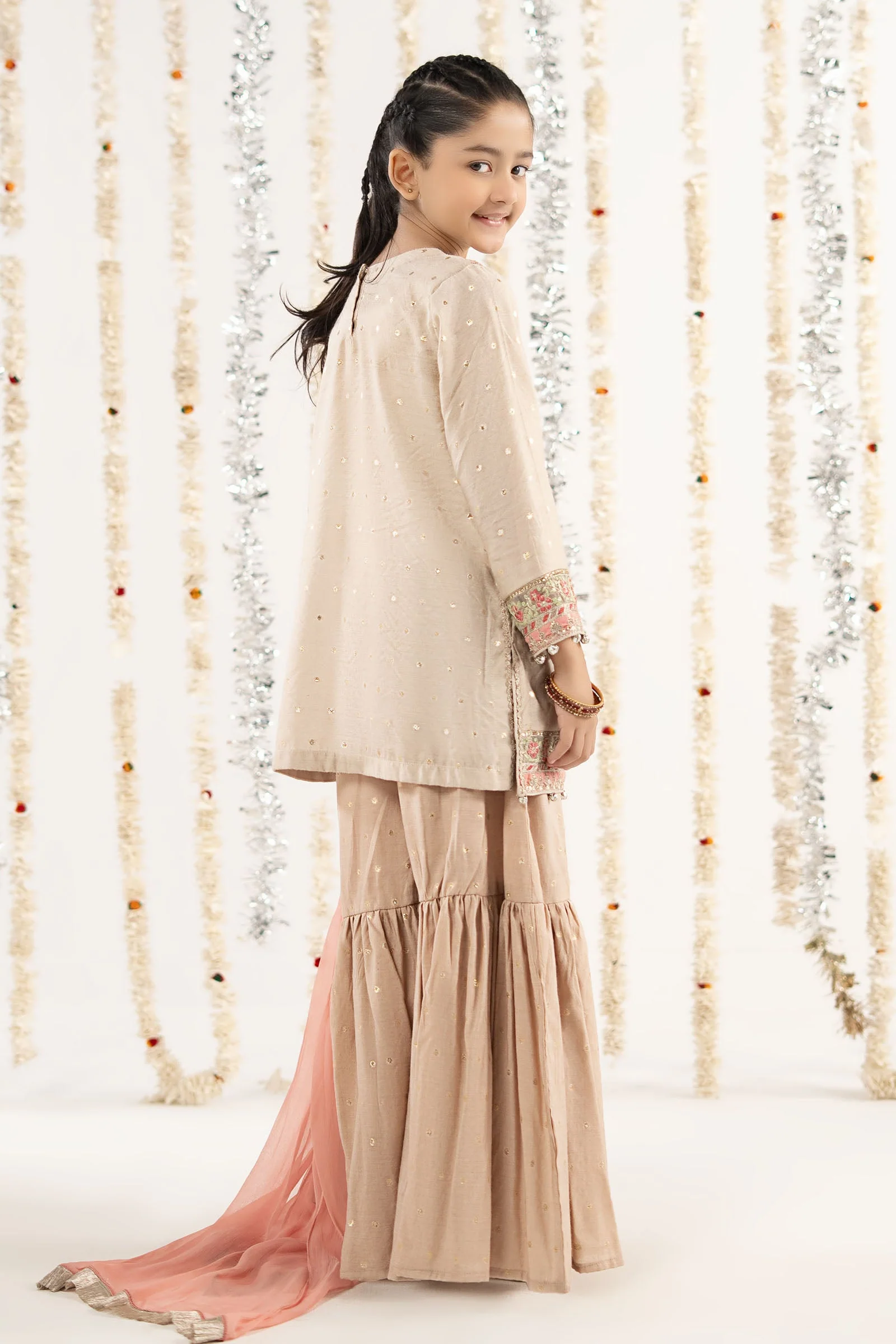 3 Piece Embroidered Lurex Jacquard Suit - Image 7