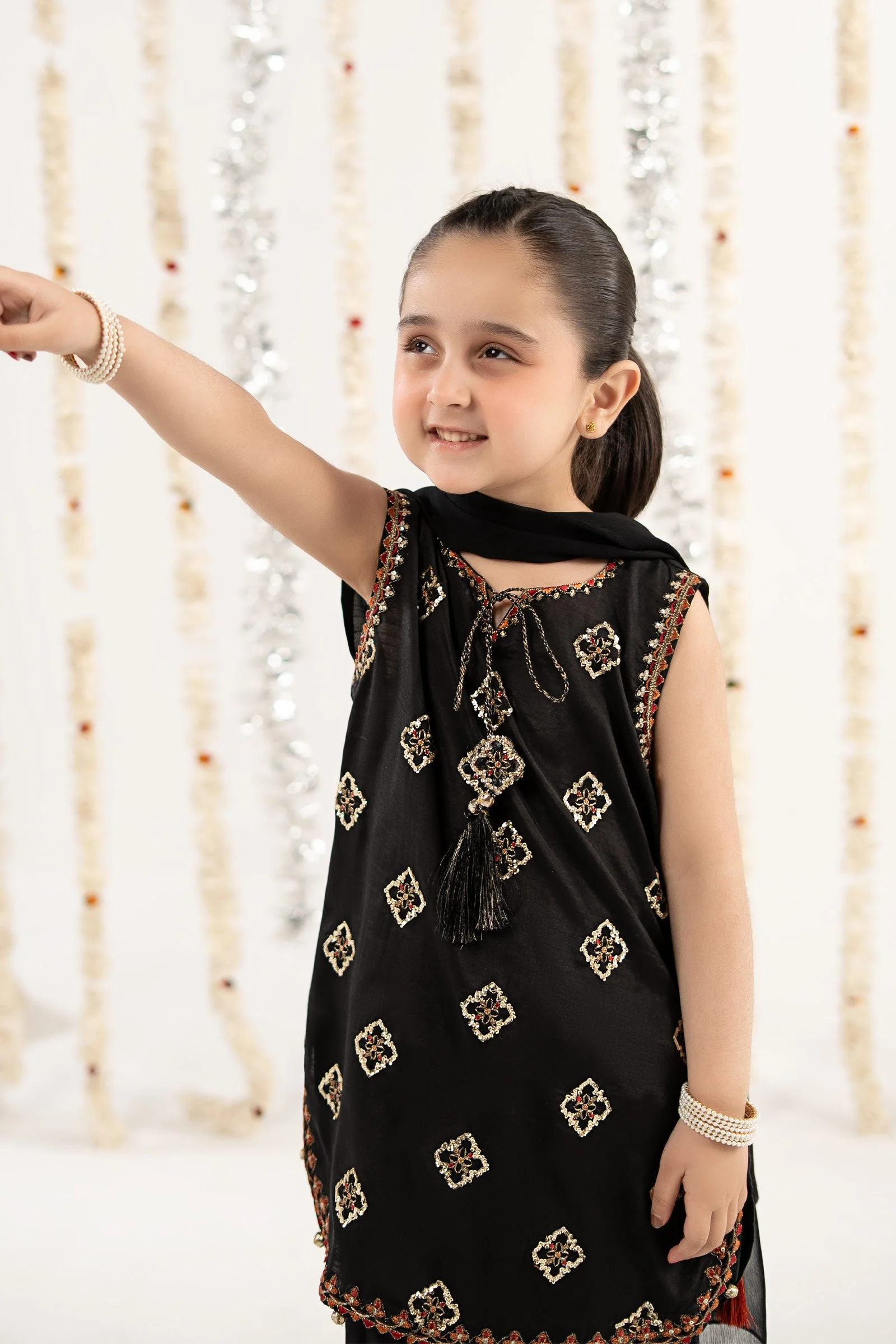 3 Piece Embroidered Raw Silk Suit - Image 2
