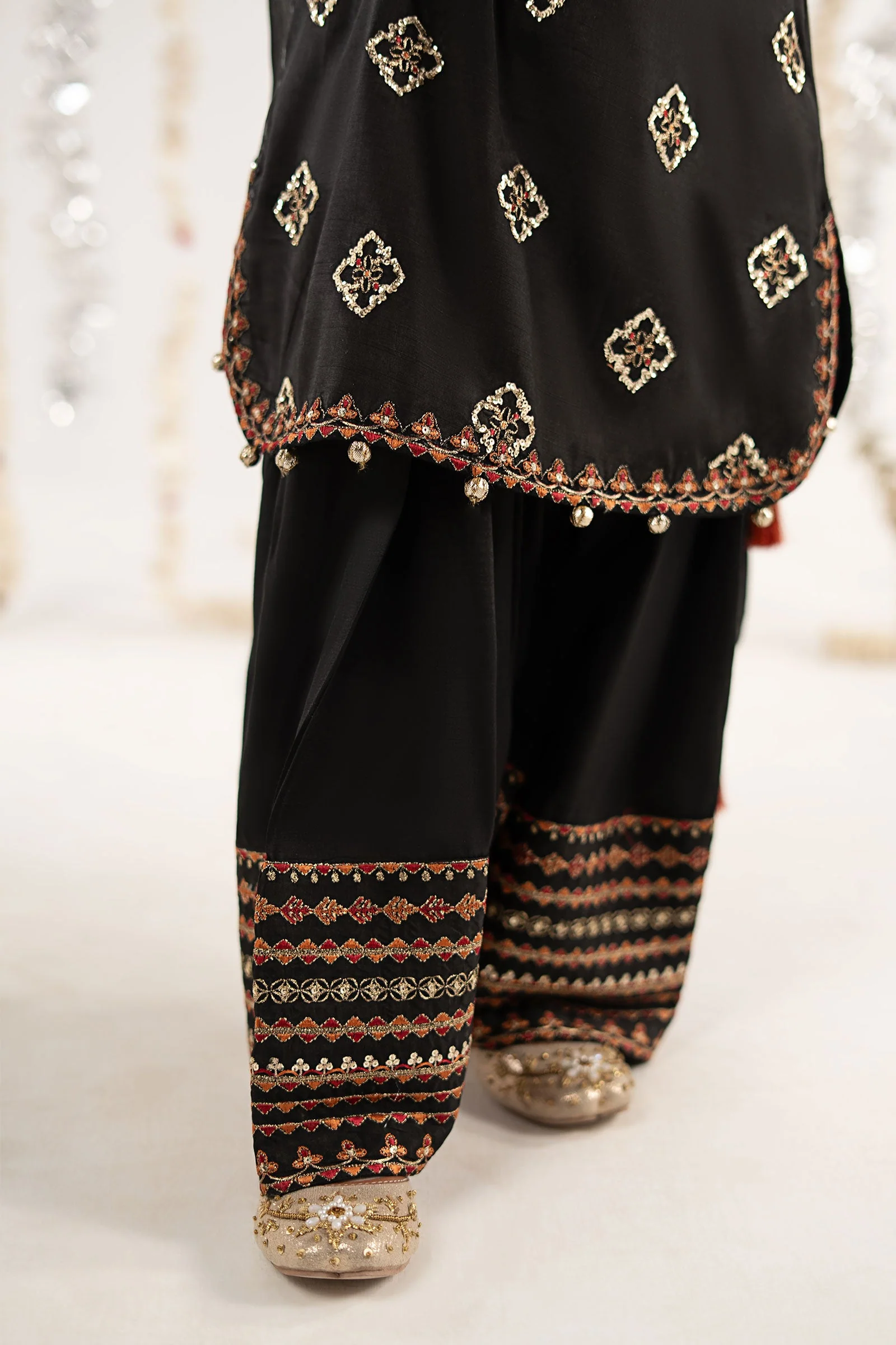 3 Piece Embroidered Raw Silk Suit - Image 4