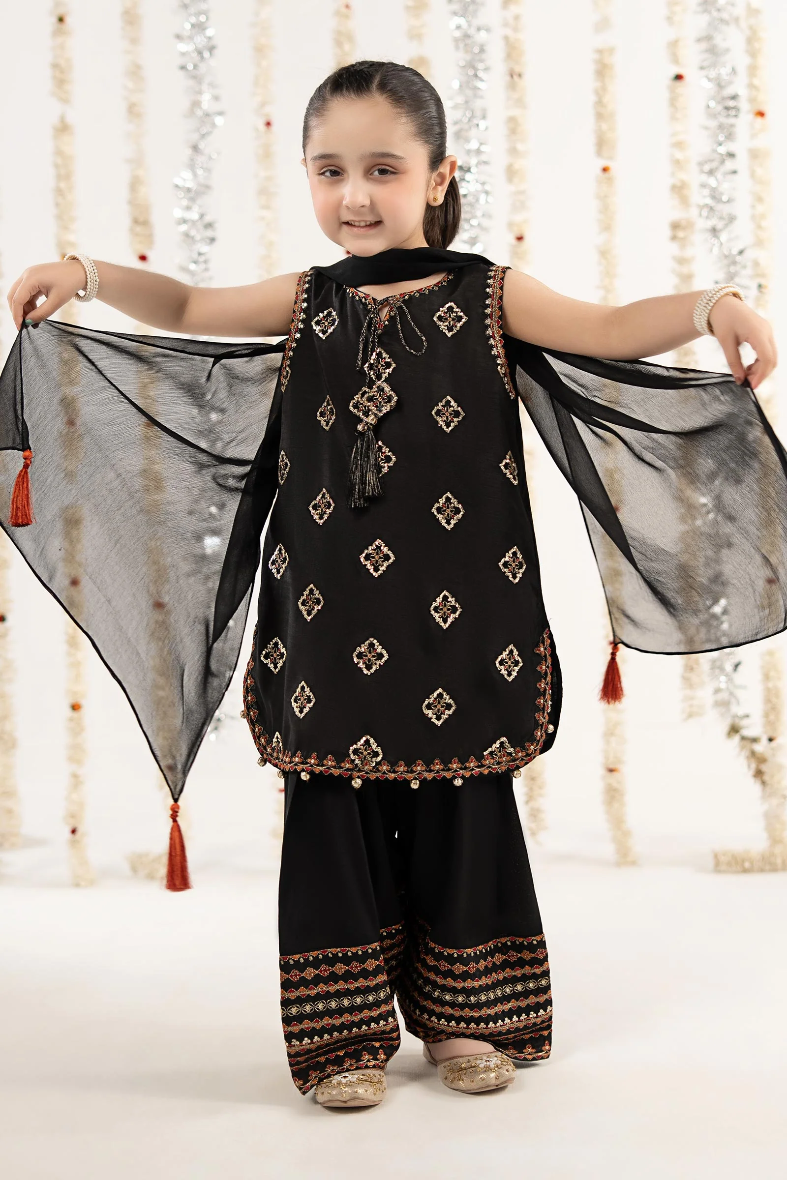 3 Piece Embroidered Raw Silk Suit - Image 5