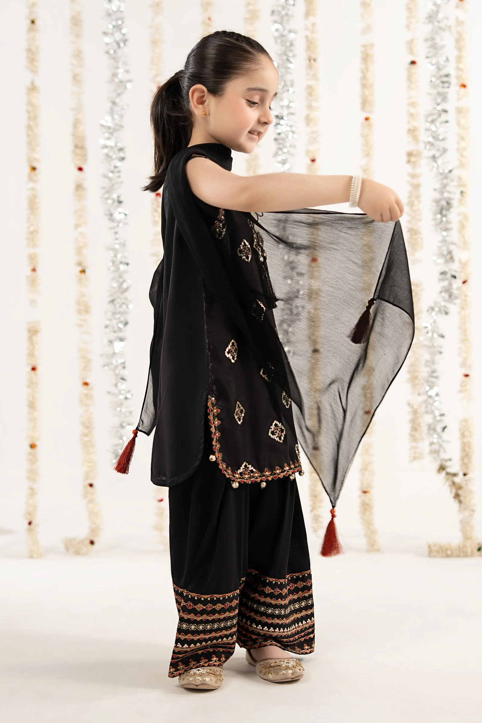 3 Piece Embroidered Raw Silk Suit - Image 7