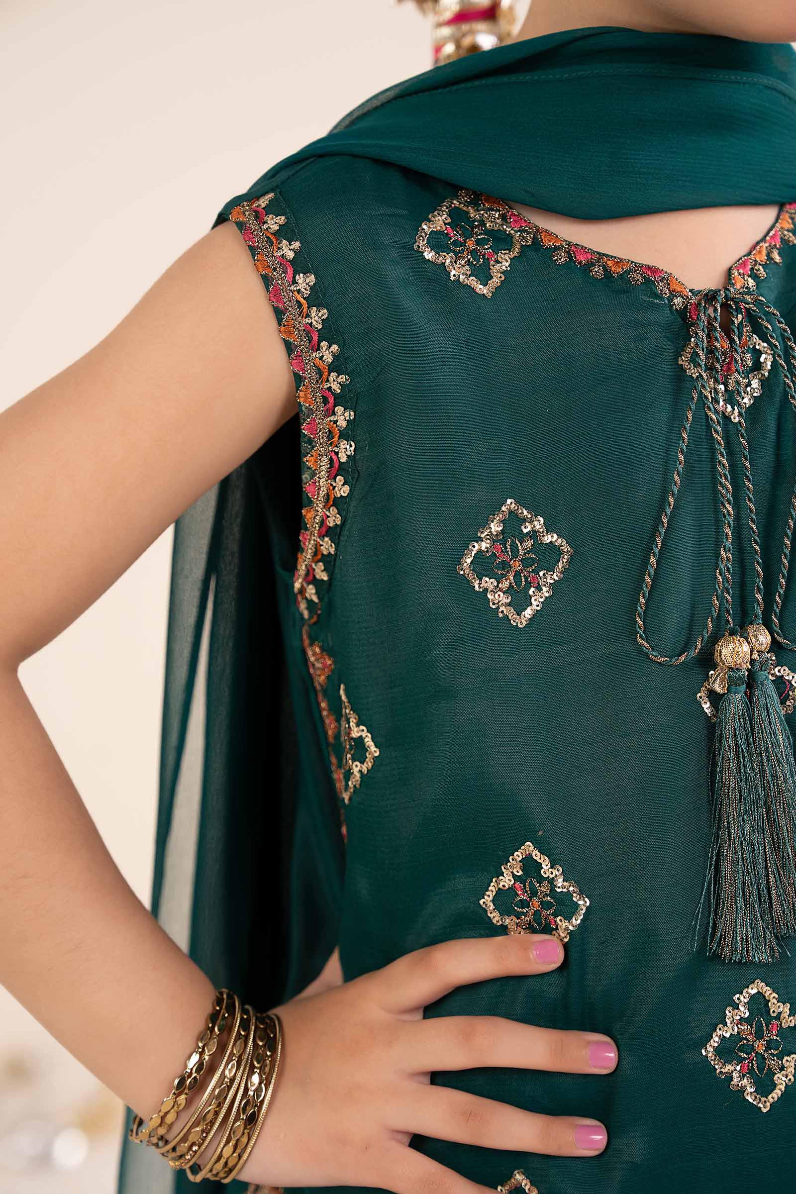 3 Piece Embroidered Raw Silk Suit - Image 4