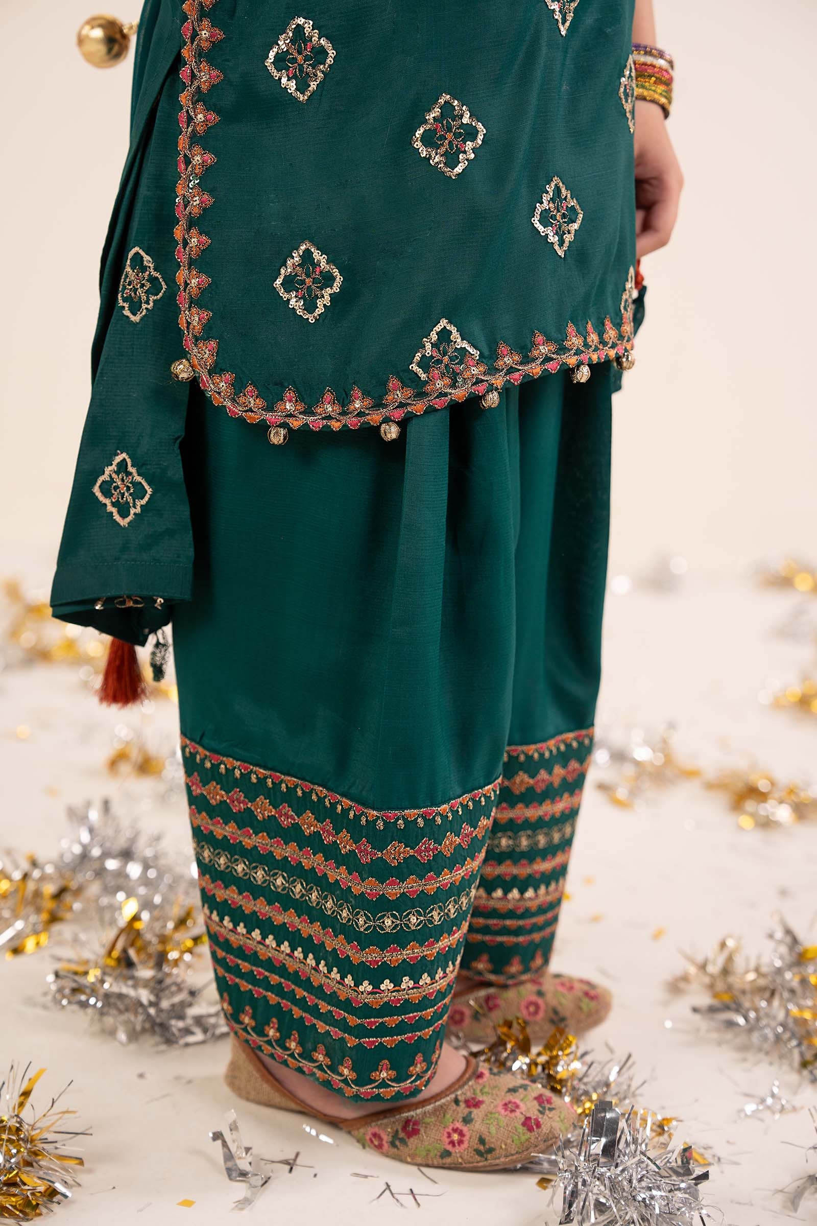 3 Piece Embroidered Raw Silk Suit - Image 5