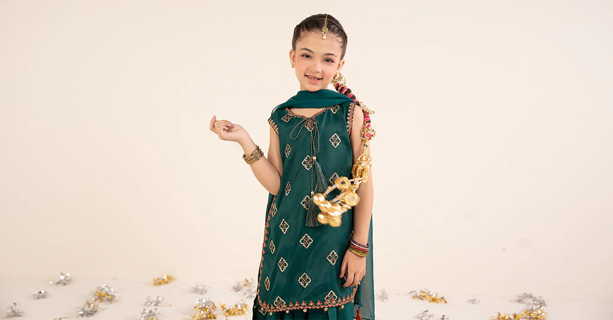 3 Piece Embroidered Raw Silk Suit - Image 8