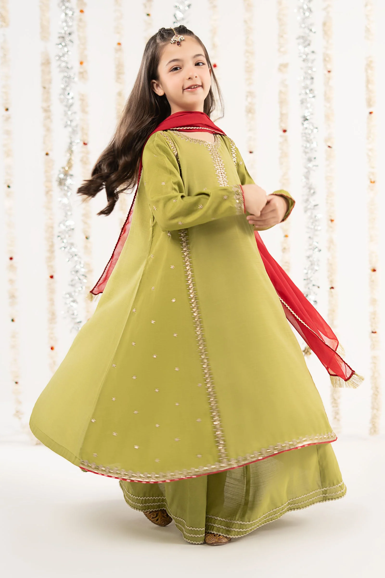 3 Piece Embroidered Raw Silk Suit - Image 6