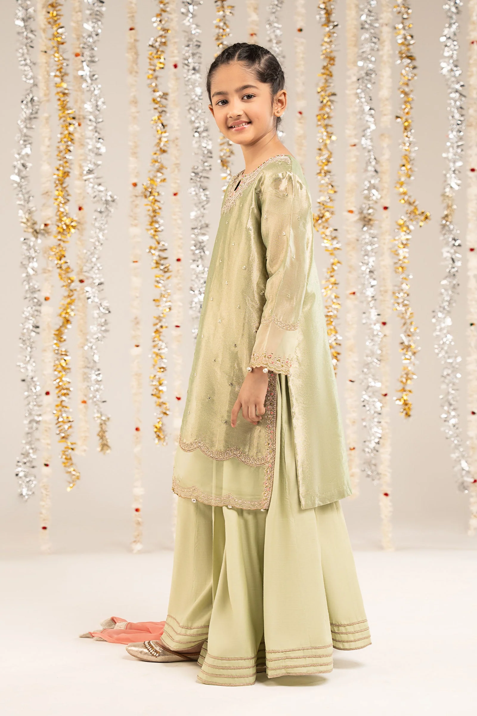 3 Piece Embroidered Tissue Suit - Image 5