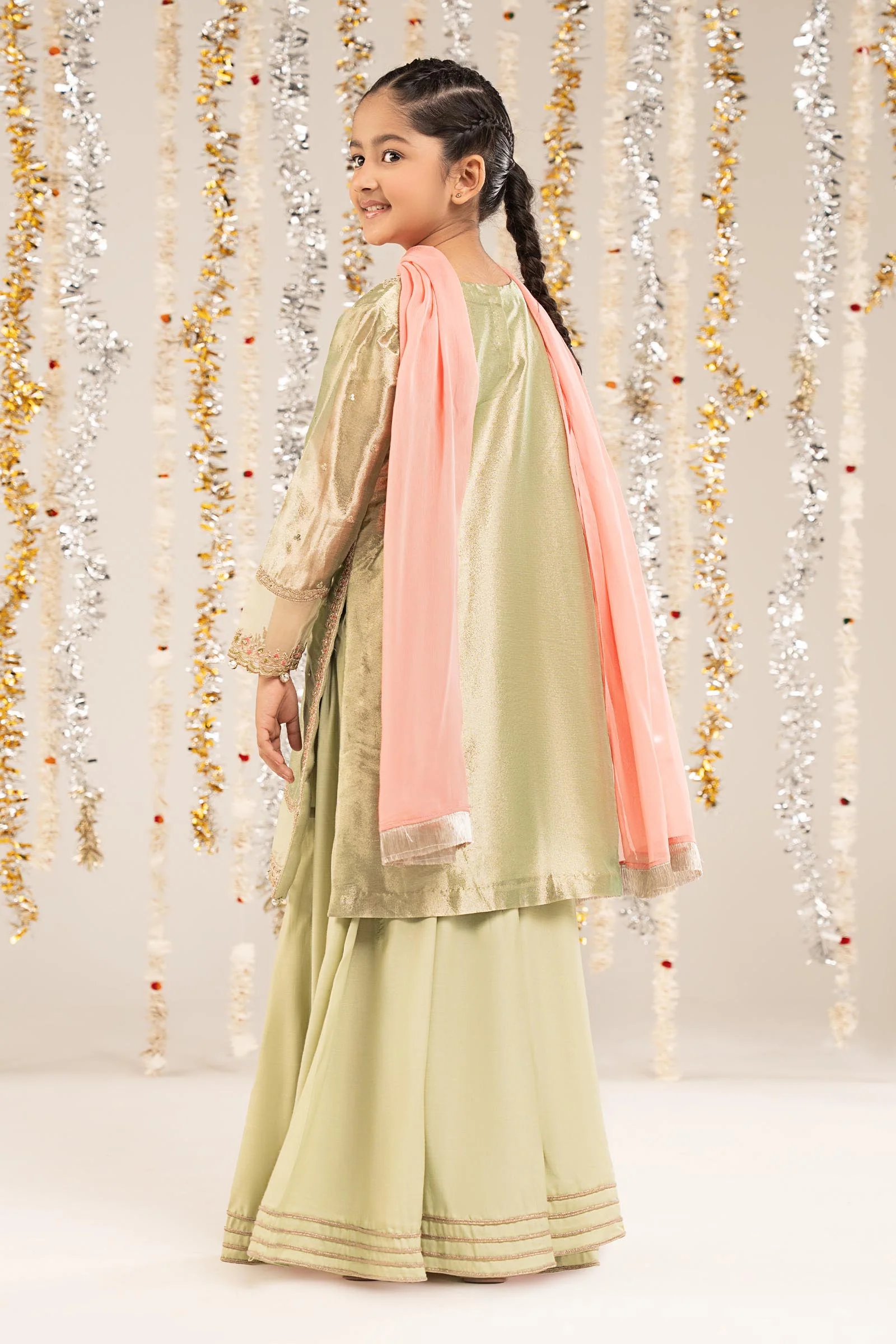 3 Piece Embroidered Tissue Suit - Image 6