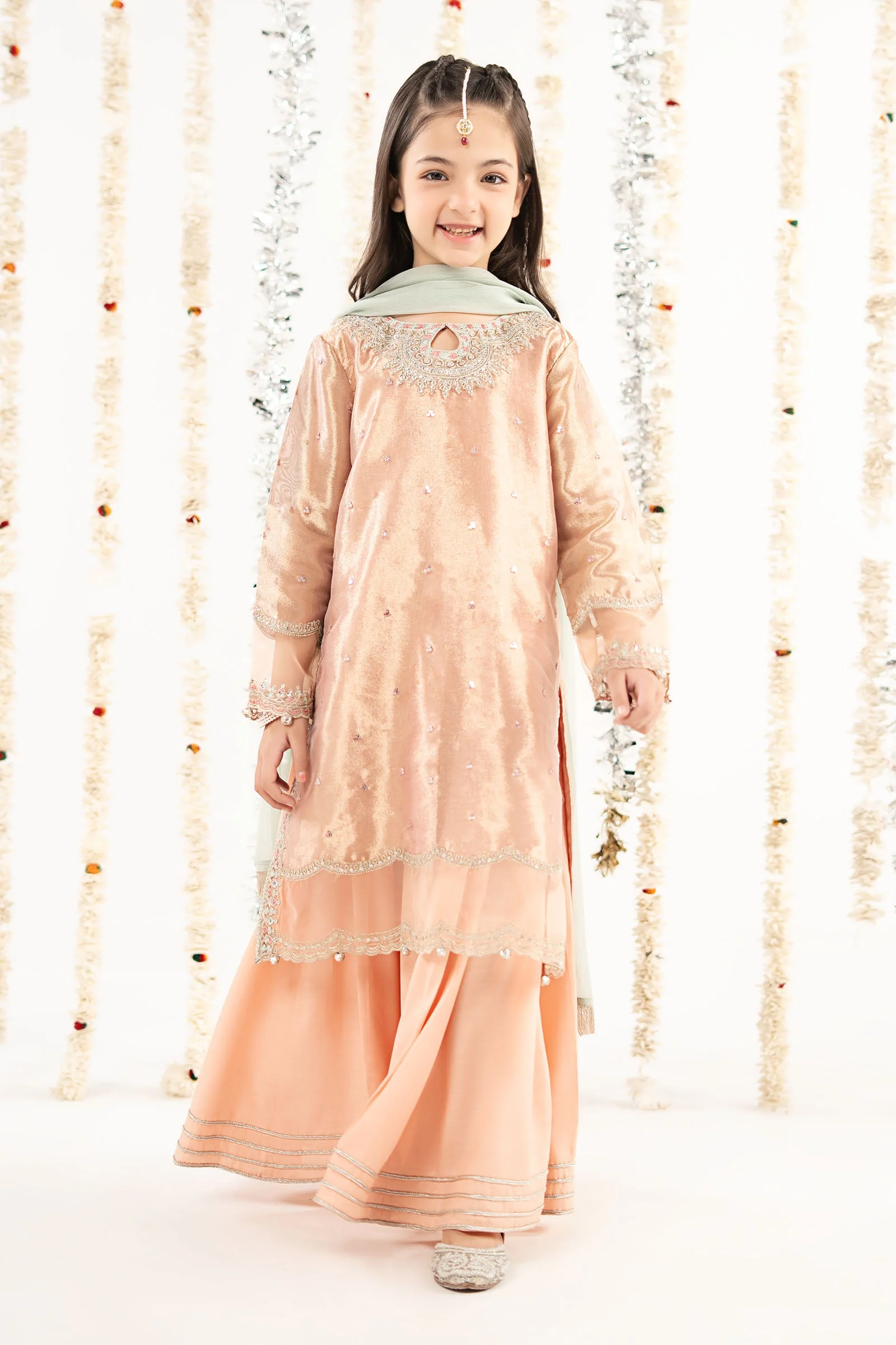 3 Piece Embroidered Tissue Suit - Image 2