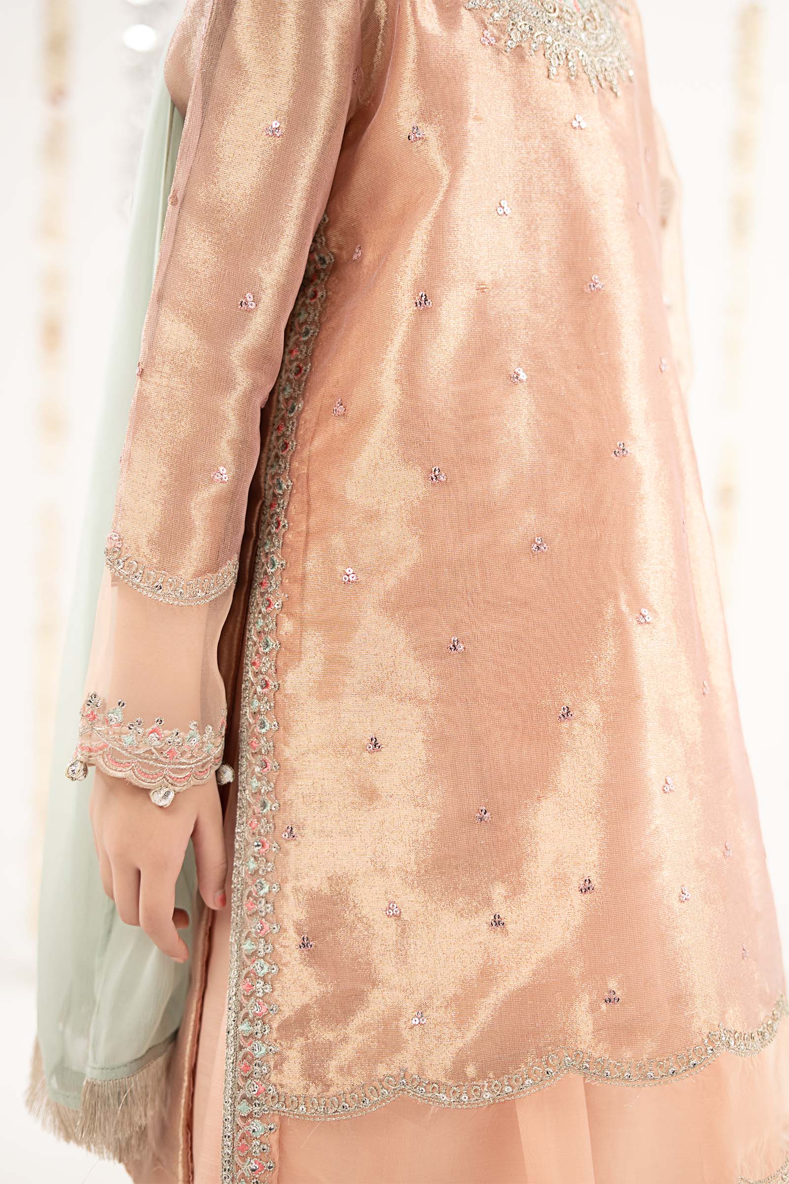3 Piece Embroidered Tissue Suit - Image 4