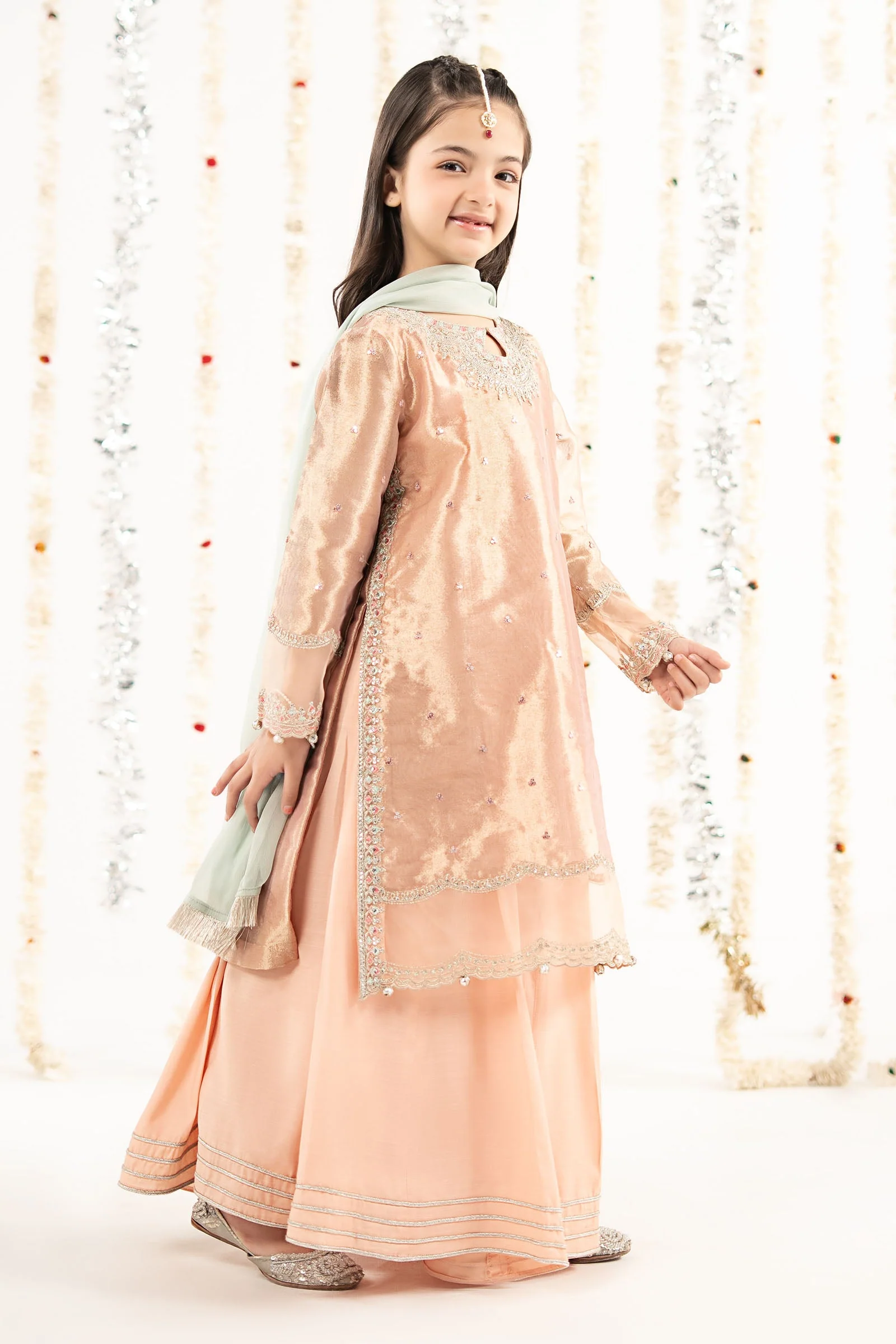 3 Piece Embroidered Tissue Suit - Image 6