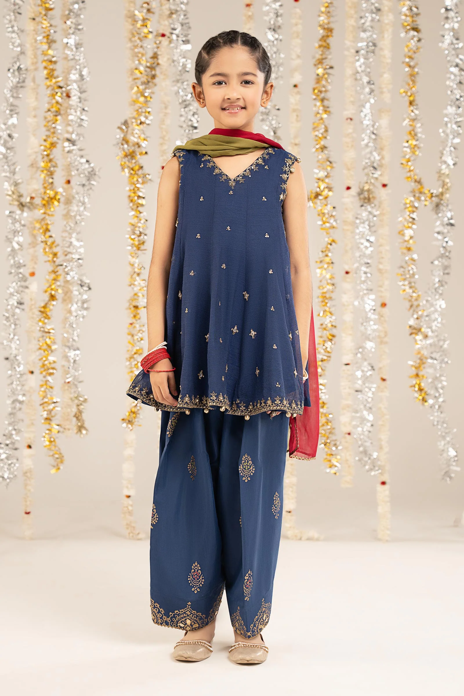 3 Piece Embroidered Cotton Net Suit - Image 2