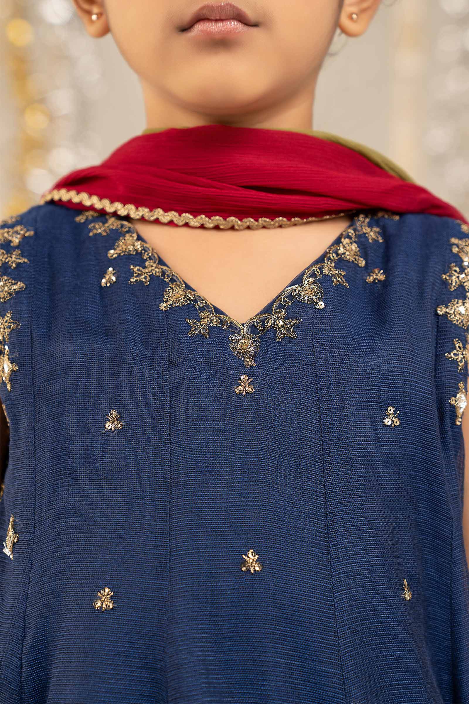 3 Piece Embroidered Cotton Net Suit - Image 5