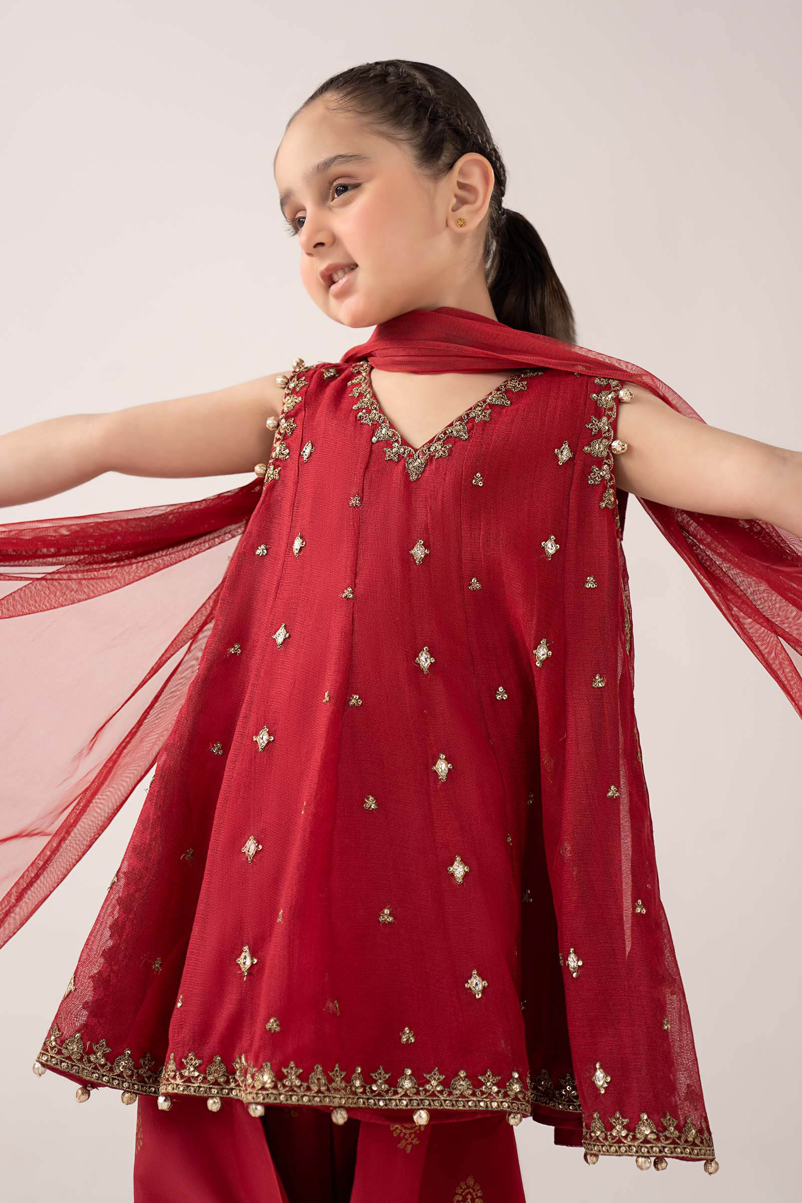 3 Piece Embroidered Cotton Net Suit - Image 2