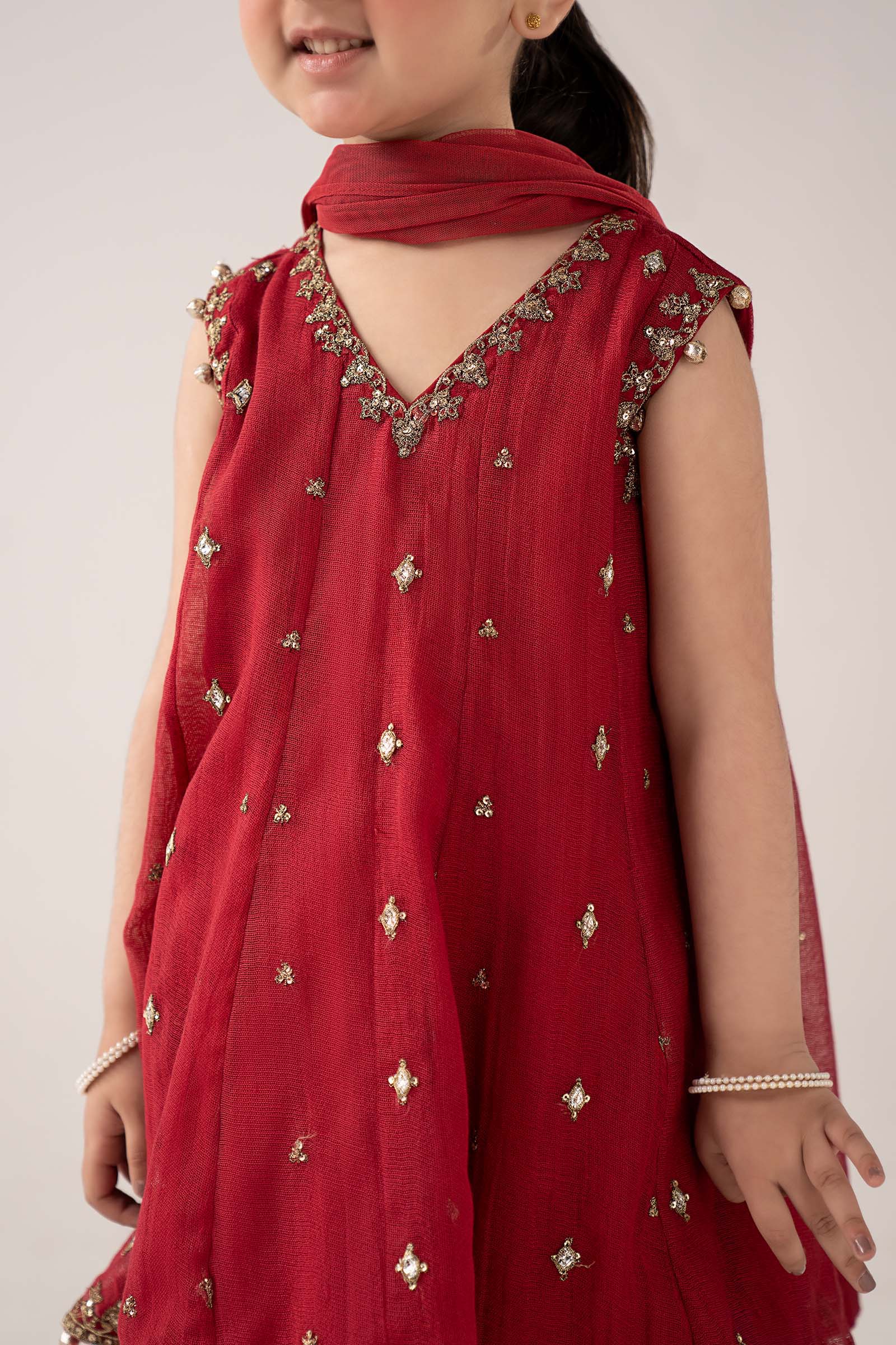 3 Piece Embroidered Cotton Net Suit - Image 3