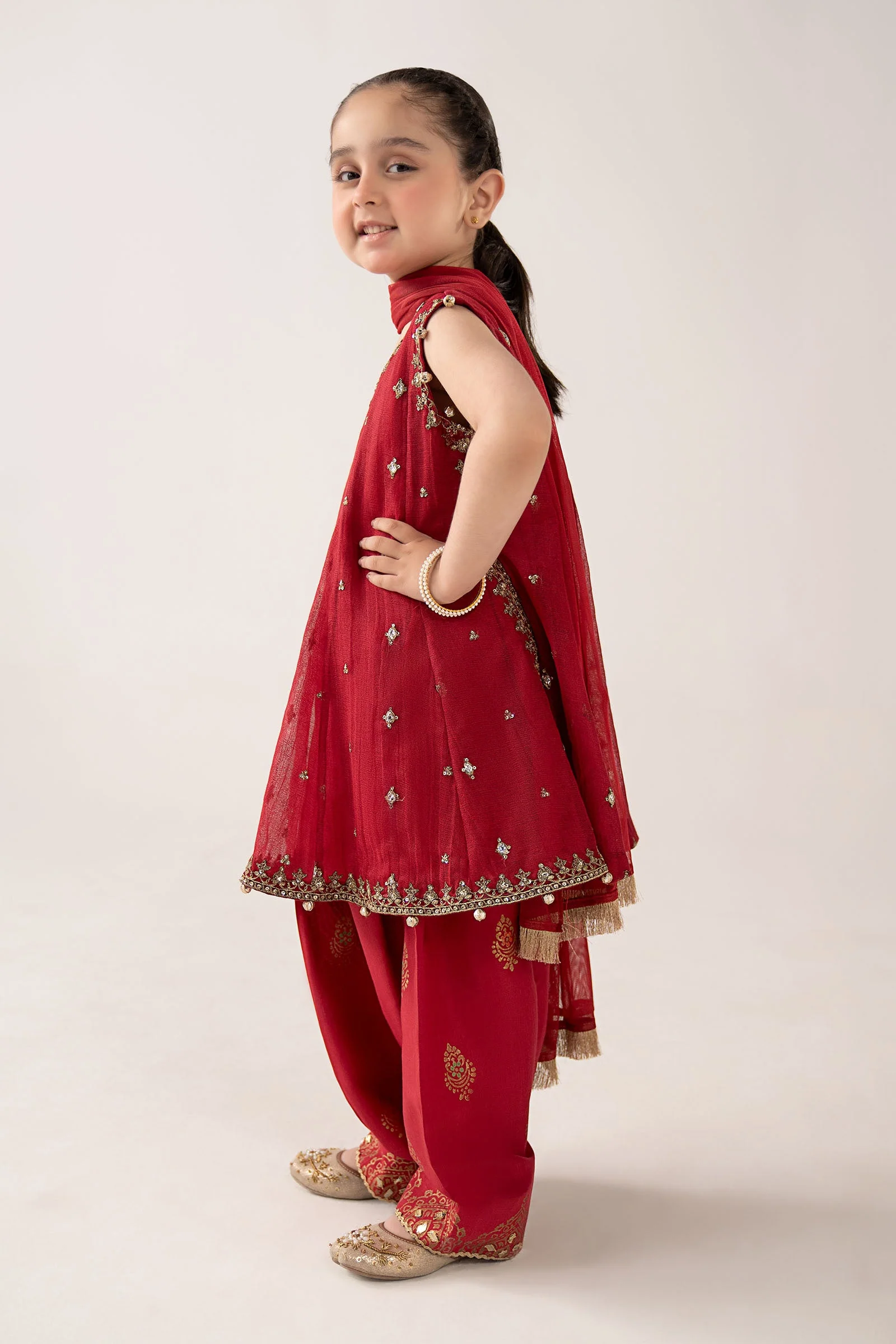 3 Piece Embroidered Cotton Net Suit - Image 5
