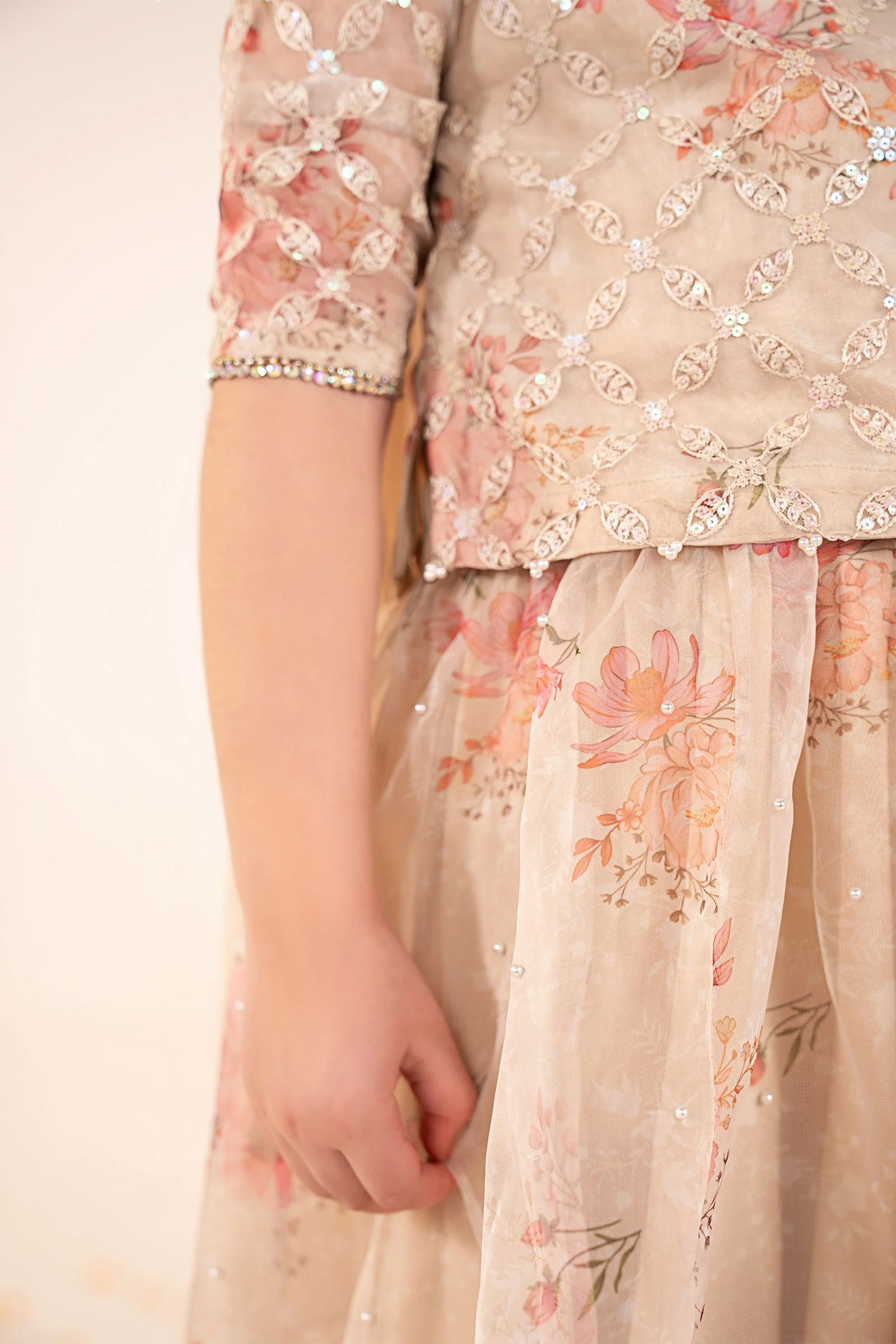 3 Piece Embroidered Organza Suit - Image 5