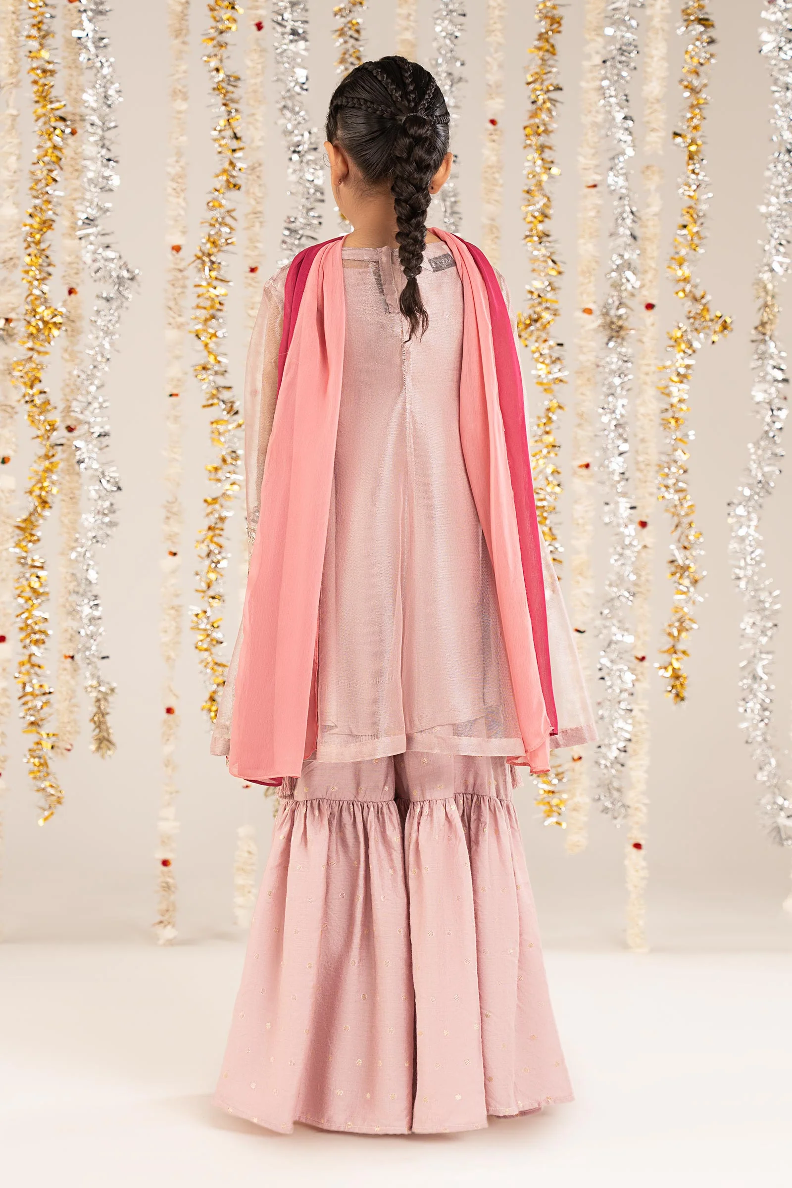 3 Piece Embroidered Zari Net Suit - Image 7