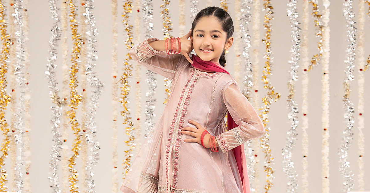 3 Piece Embroidered Zari Net Suit - Image 8