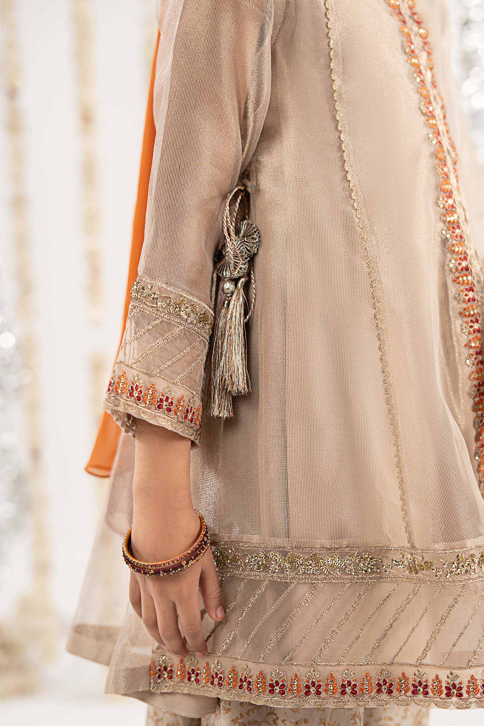 3 Piece Embroidered Zari Net Suit - Image 4