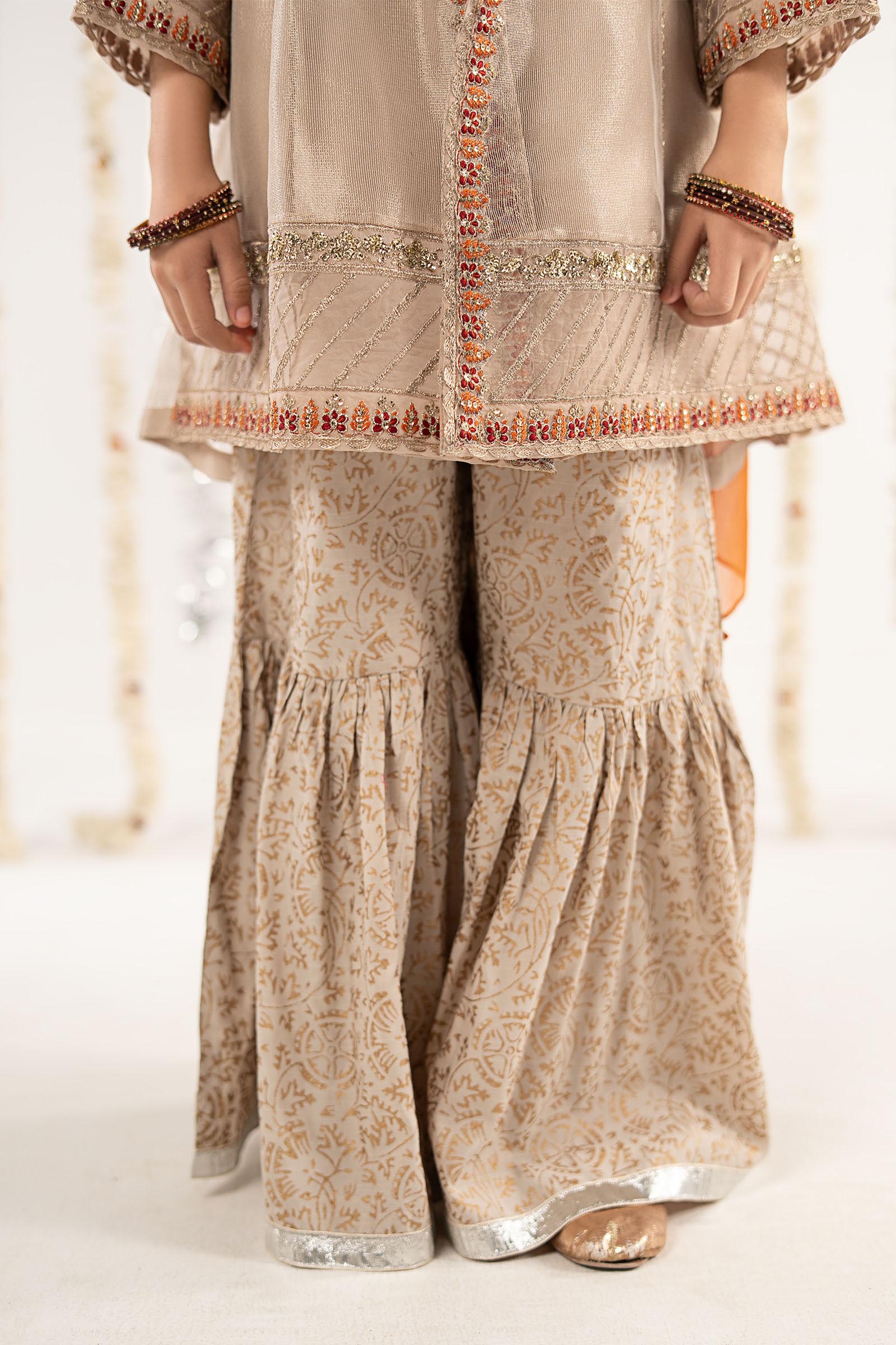 3 Piece Embroidered Zari Net Suit - Image 5