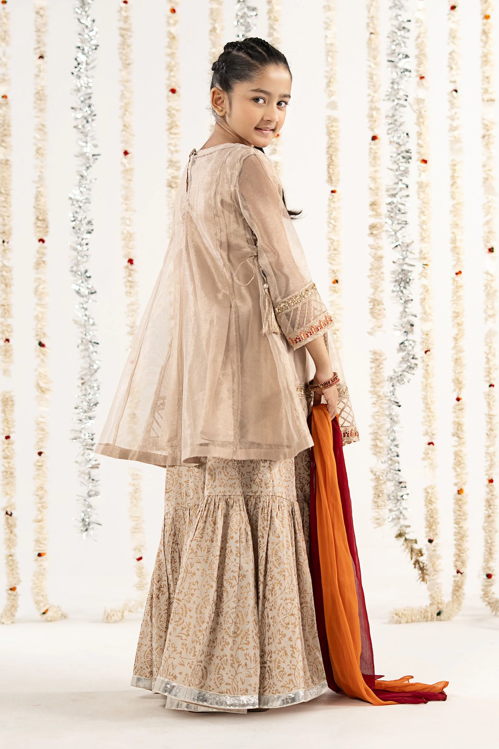 3 Piece Embroidered Zari Net Suit - Image 7