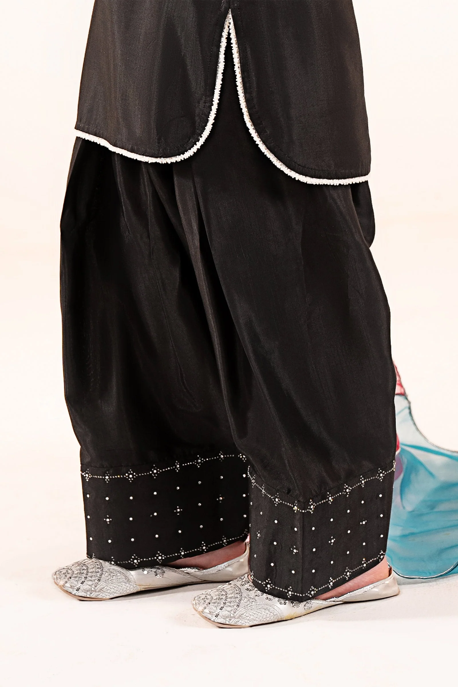 3 Piece Embellished Raw Silk Suit - Image 3