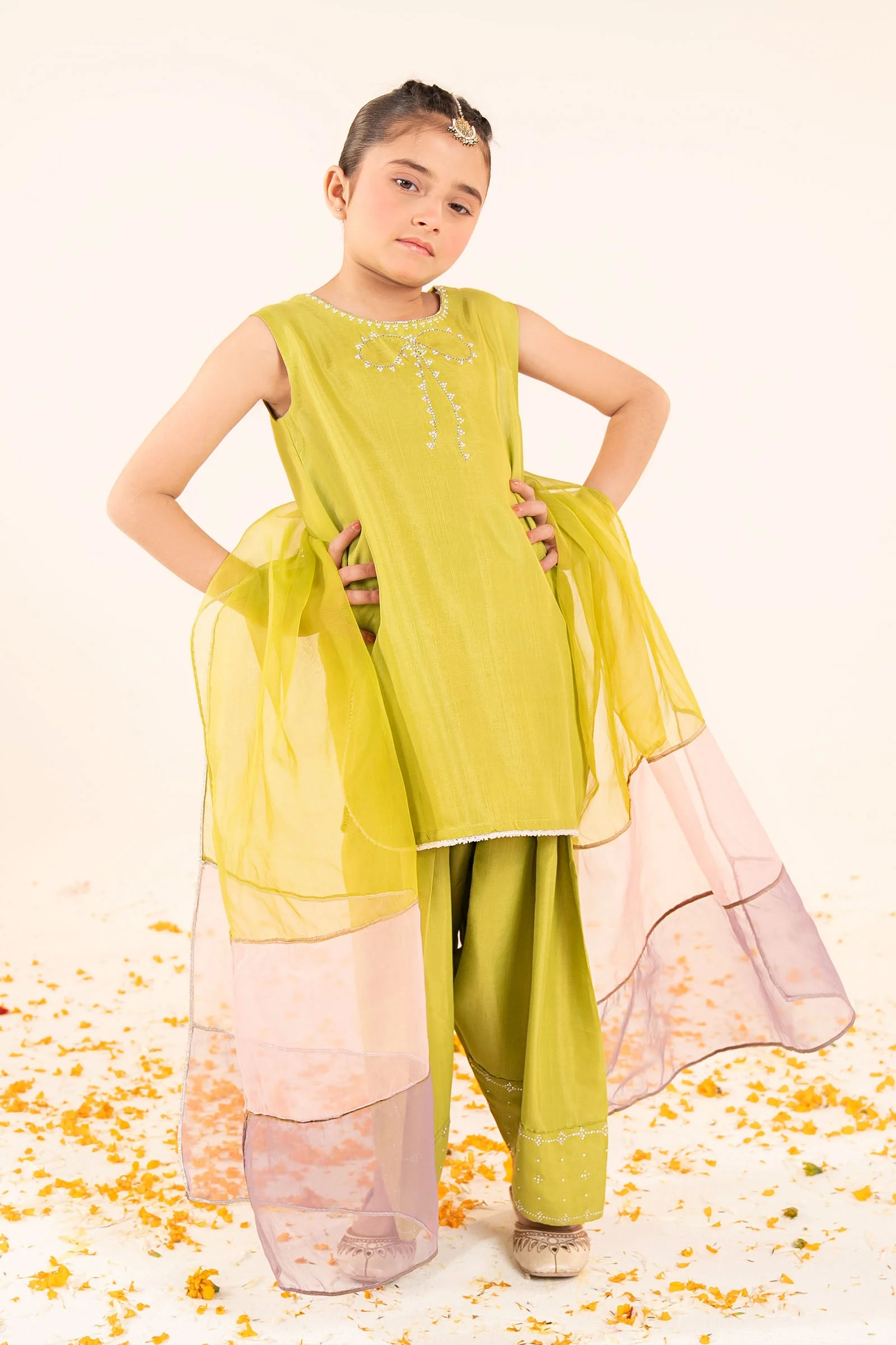 3 Piece Embellished Raw Silk Suit - Image 4