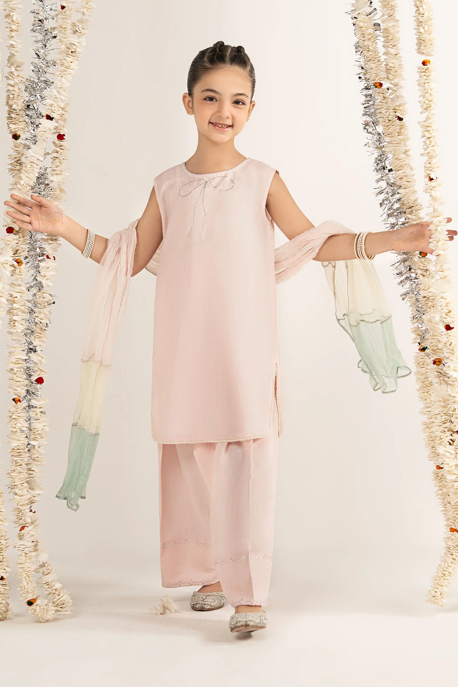 3 Piece Embellished Raw Silk Suit - Image 2