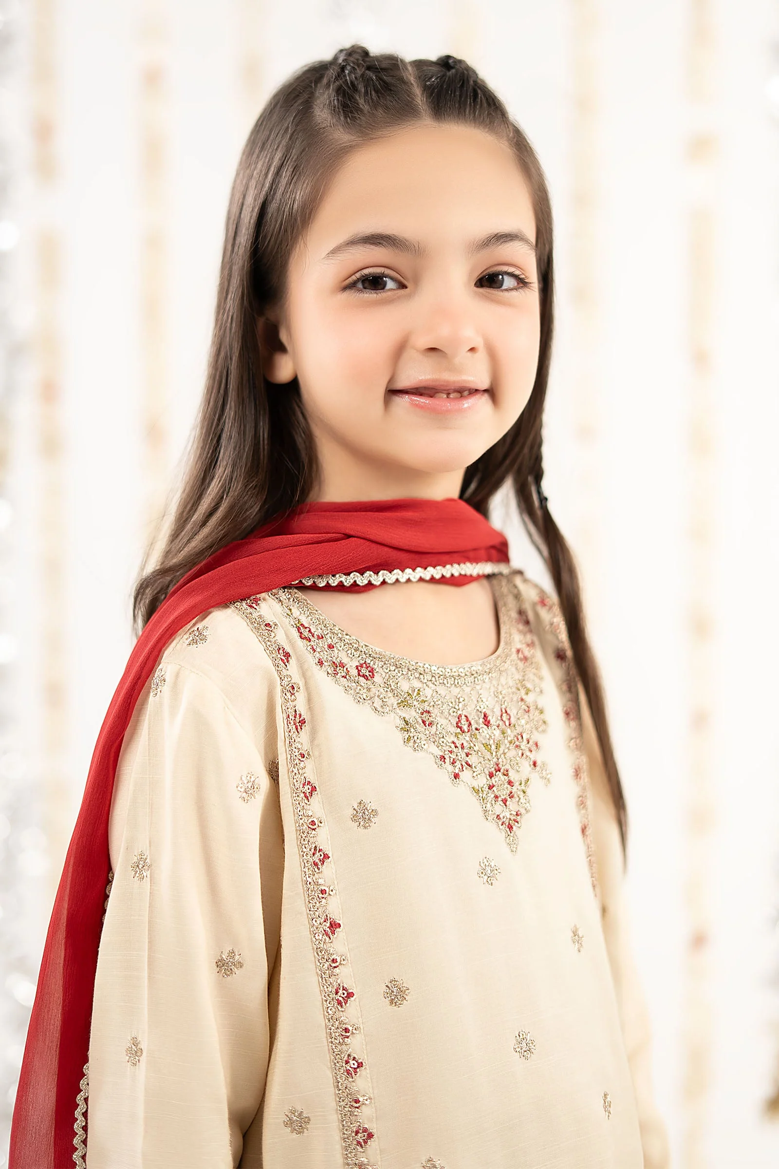 3 Piece Embroidered Raw Silk Suit - Image 2
