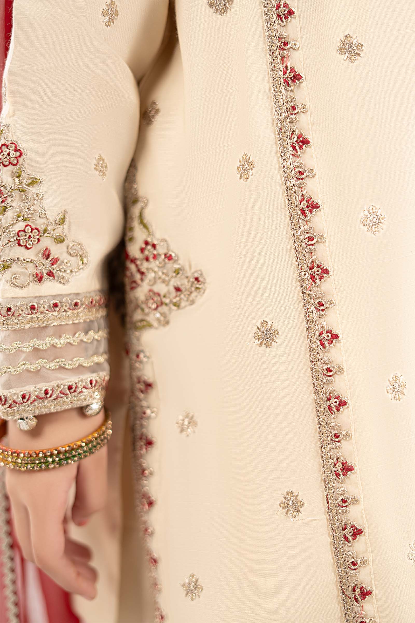 3 Piece Embroidered Raw Silk Suit - Image 4