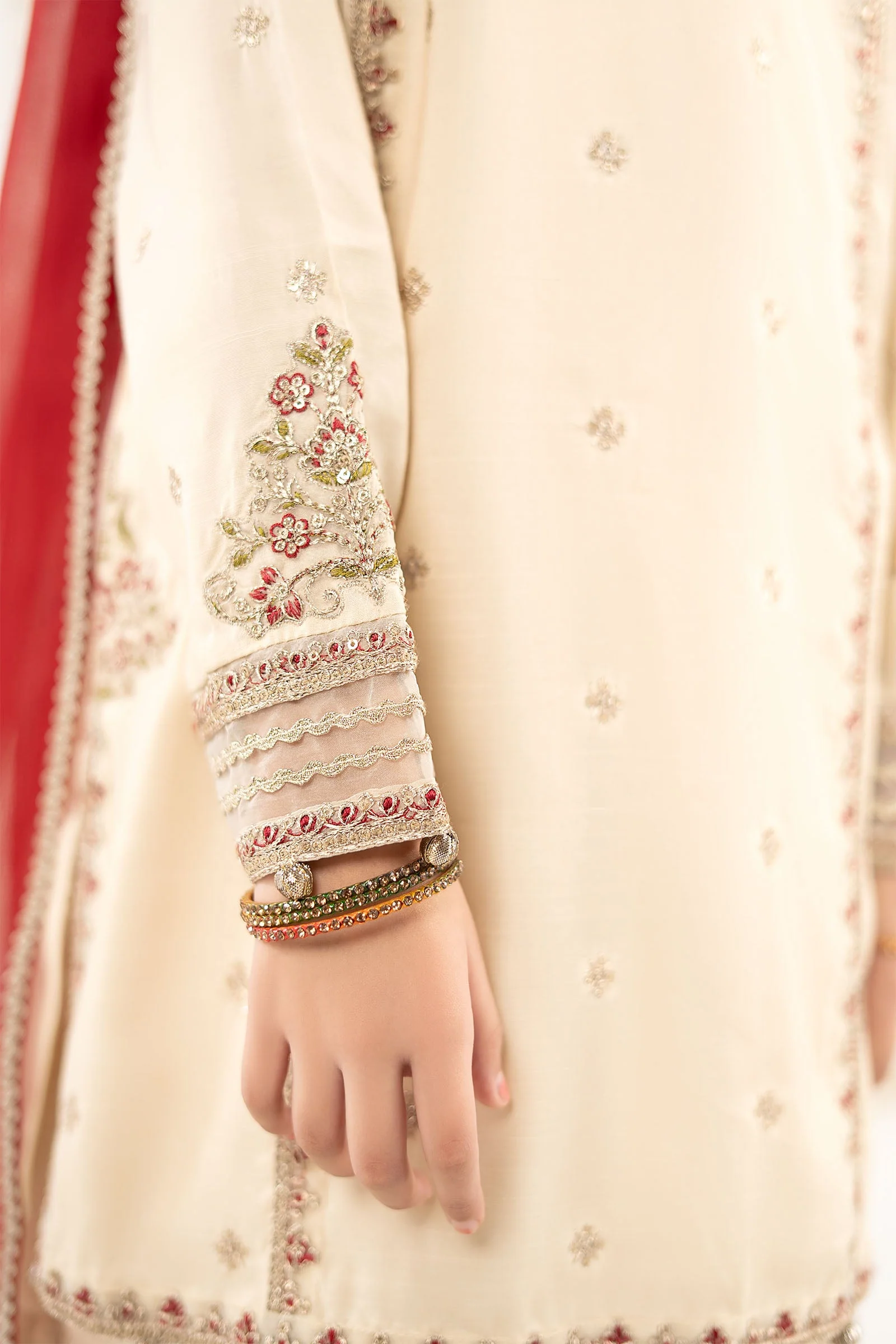 3 Piece Embroidered Raw Silk Suit - Image 5