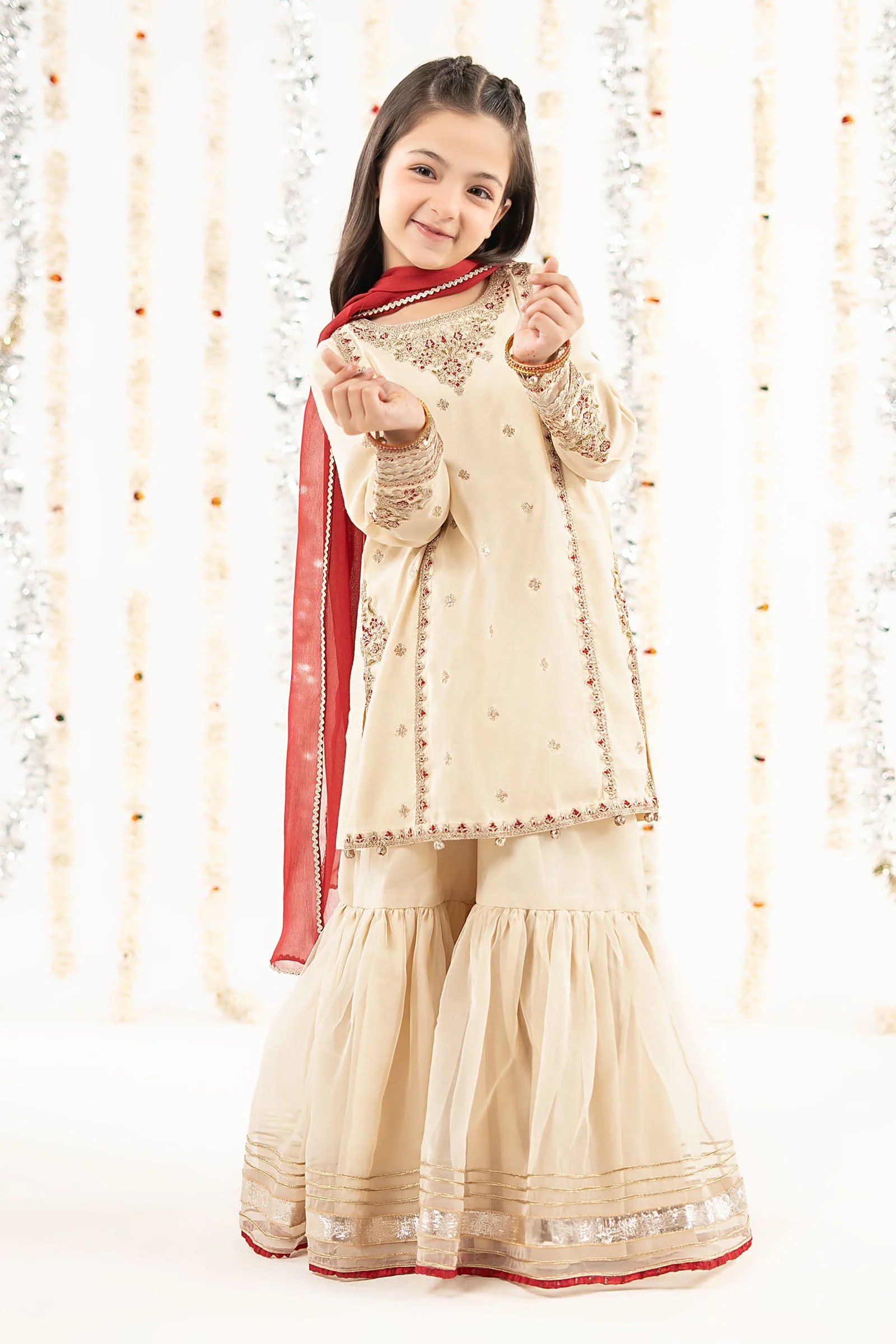 3 Piece Embroidered Raw Silk Suit - Image 6