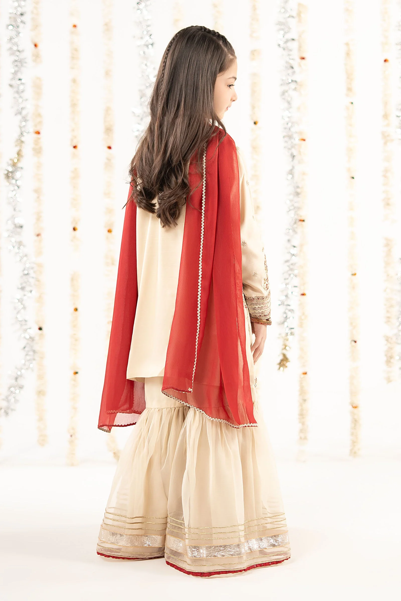 3 Piece Embroidered Raw Silk Suit - Image 7