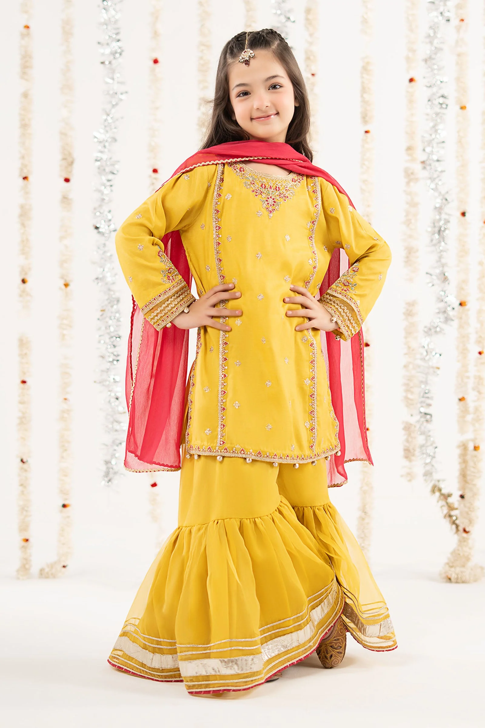 3 Piece Embroidered Raw Silk Suit - Image 2